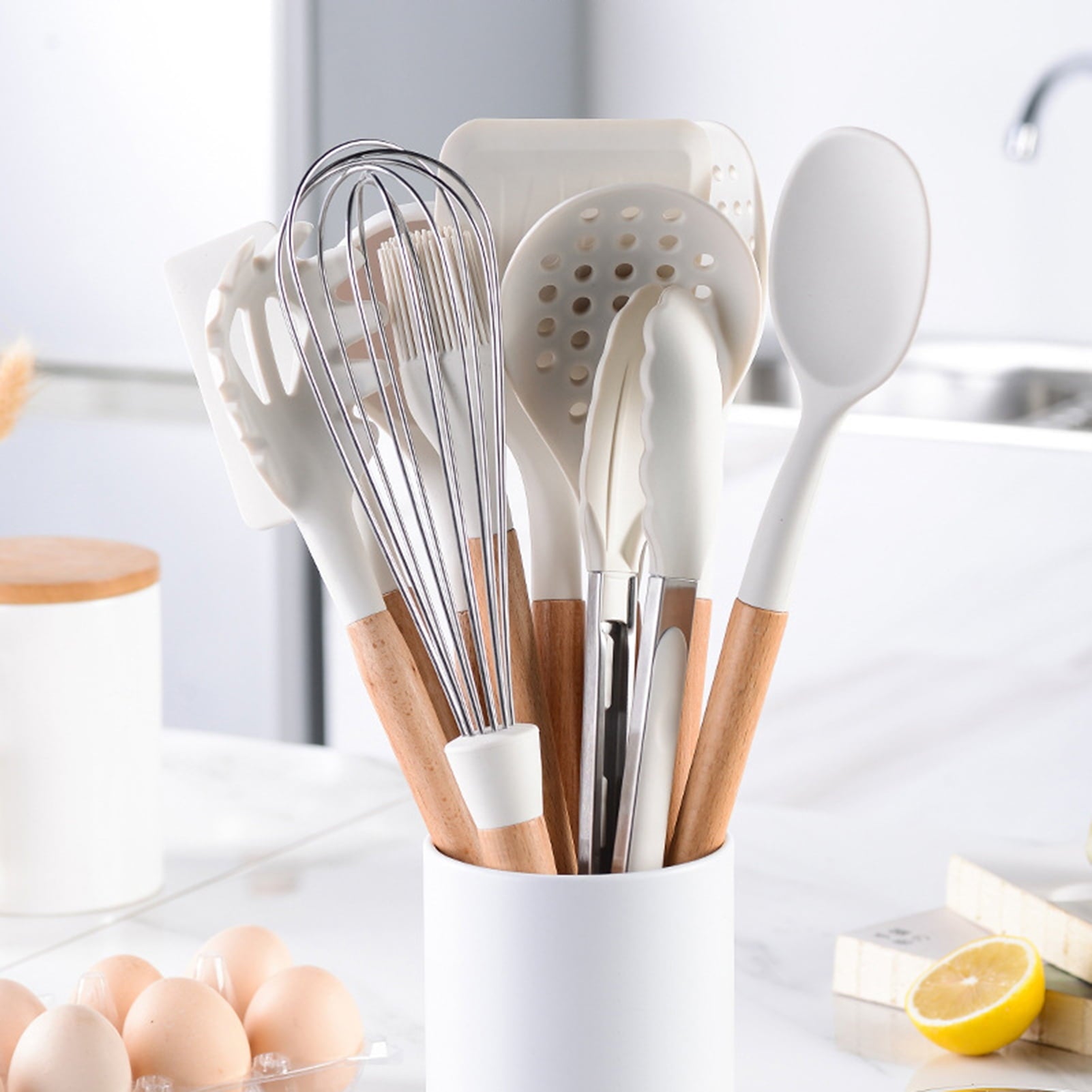 Conditiclusy Heat-resistant Soup Spoon Hanging Hole Silicone Anti-stick Spatula Food Clip Egg-beater Cooking Utensils for Kitchen - Image 3