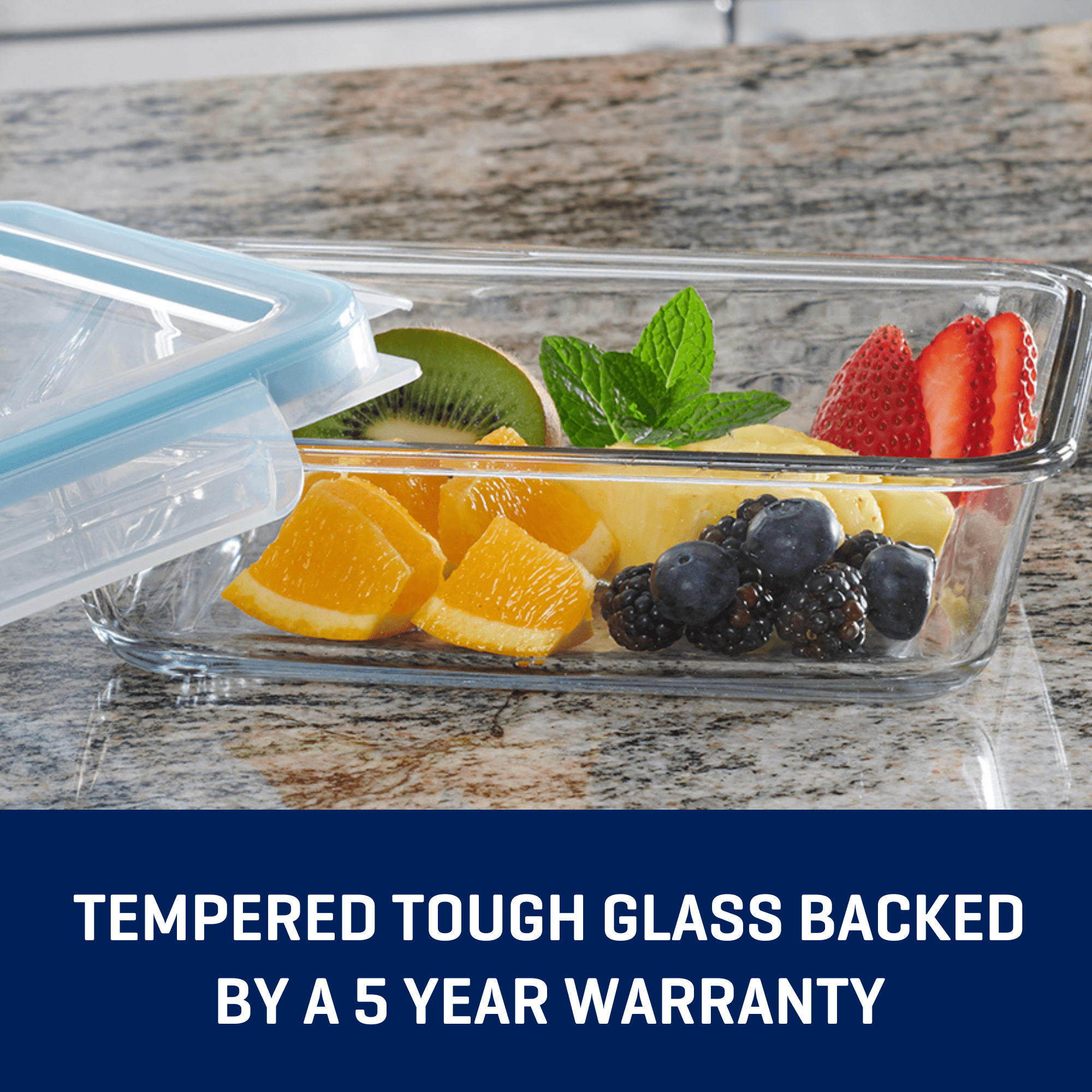 Locking Lid Glass Food Storage Containers, 3.75 Cup Rectangular - Image 3