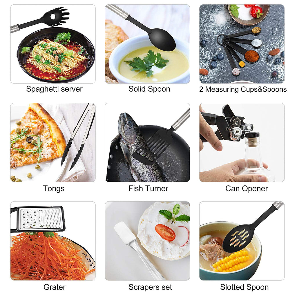 Kitchen Utensils Set, 43 PCS Nylon Cooking Utensils Set, Kitchen Spatula Set with Stainless Steel Handles, Heat Resis... - Image 6