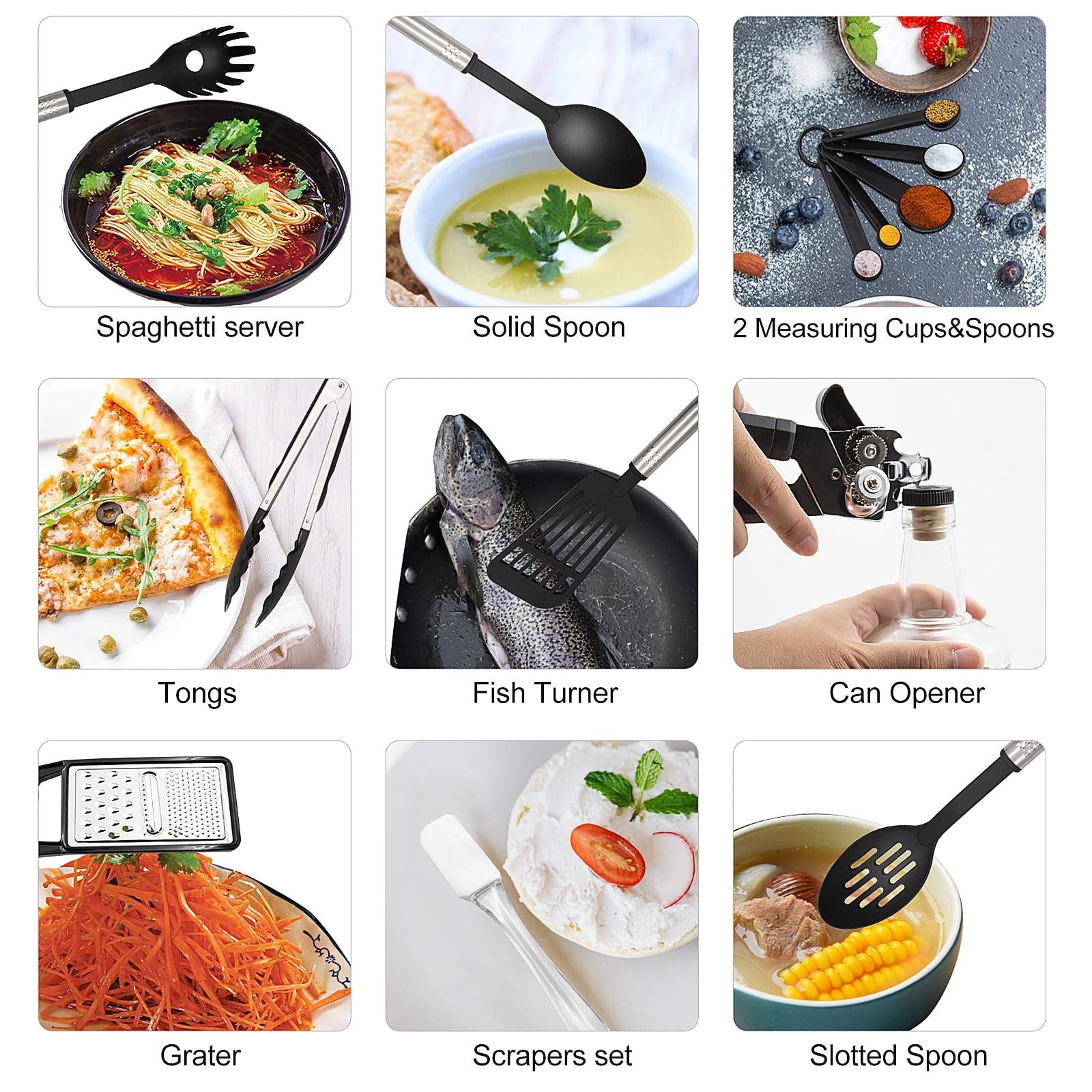 Kitchen Utensils Set, 43 PCS Nylon Cooking Utensils Set, Kitchen Spatula Set with Stainless Steel Handles, Heat Resis... - Image 6