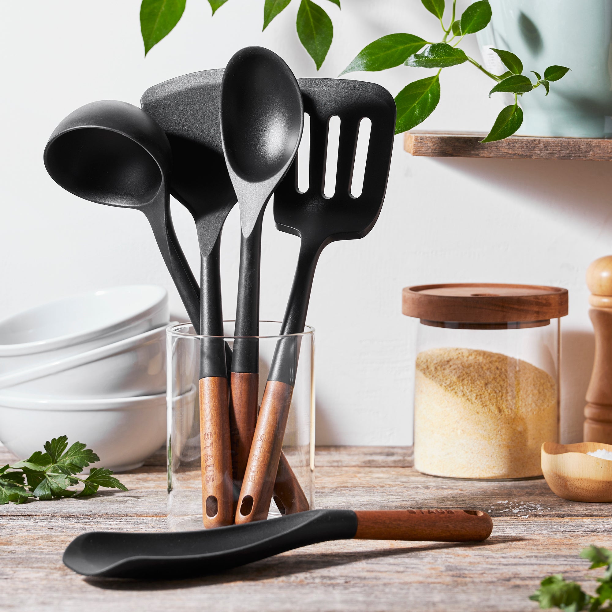 Staub Silicone with Wood Handle 5-pc Cooking Utensil Set - Image 2