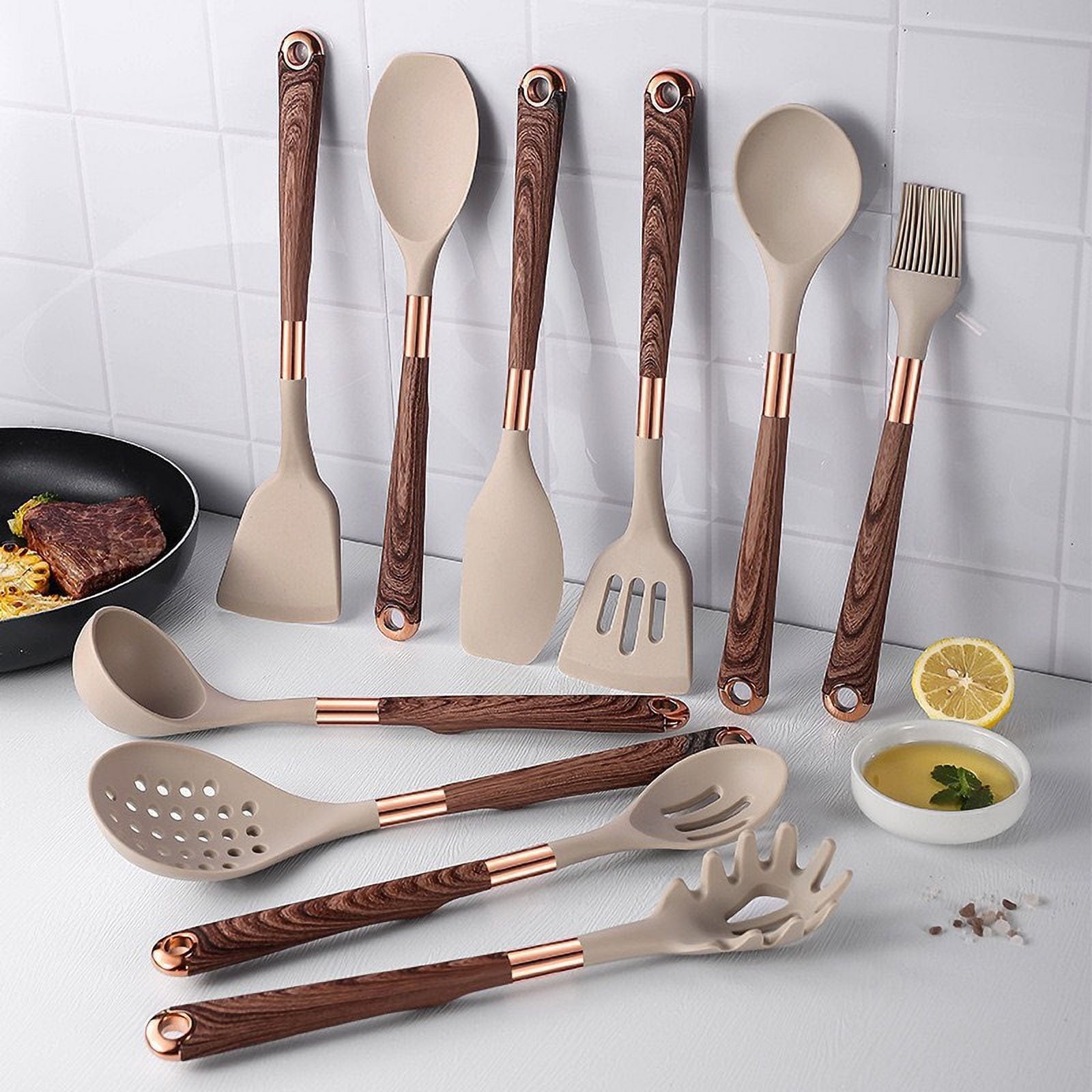 10-Piece Premium Non-Stick Silicone Kitchen Utensil Set - Tool & Gadget Sets for Effortless Cooking - Easy to Clean, Modern Cookware, Heat R - Image 2