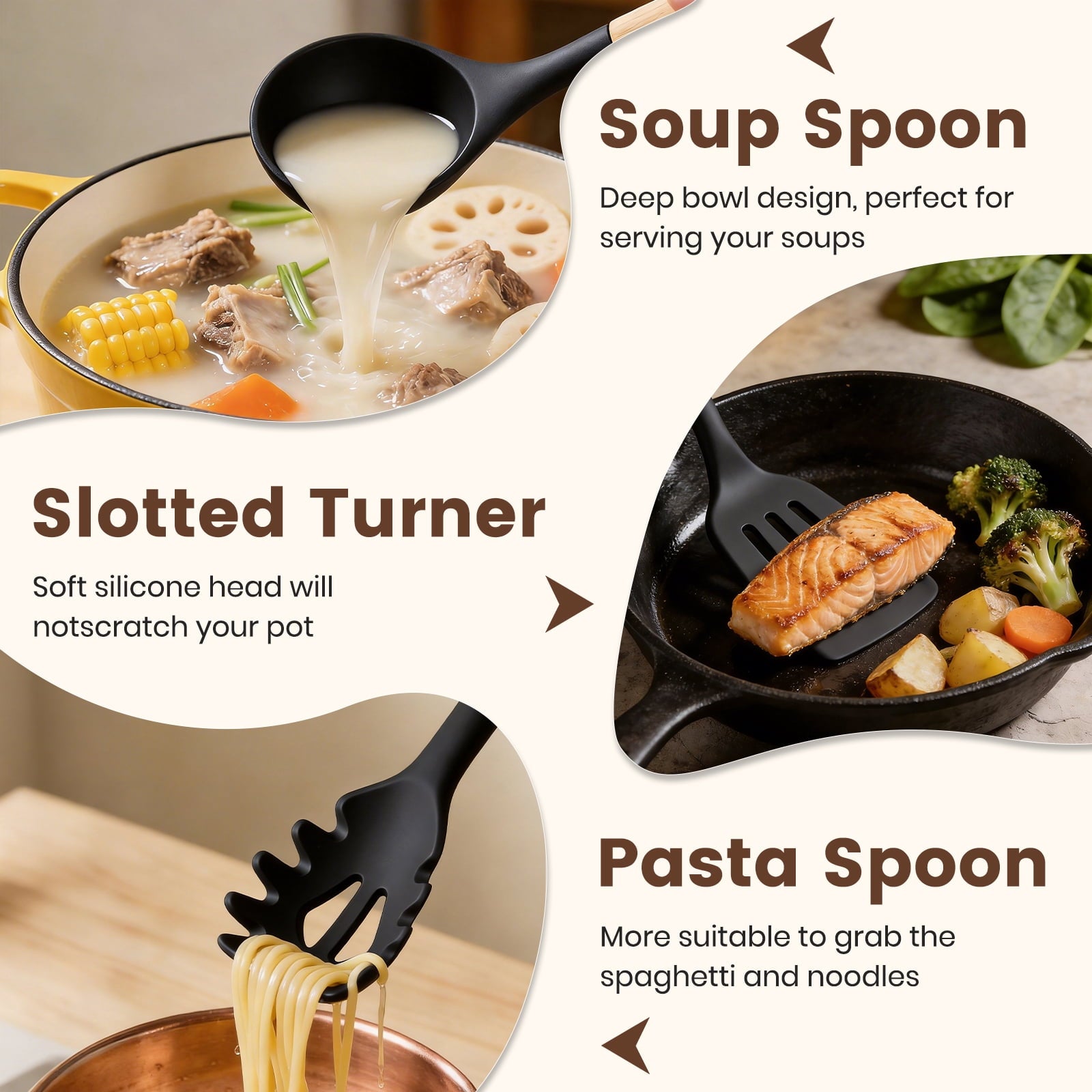 Silicone Cooking Utensils Set with Holder, 44 PCS Kitchen Utensils Set, Silicone Kitchen Gadgets Spatulas Set for Non... - Image 4