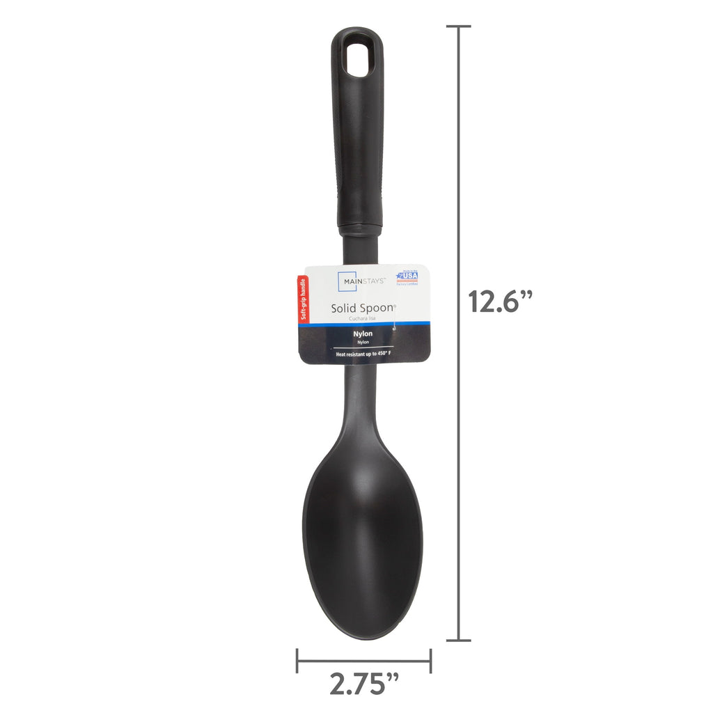 (6 pack) Nylon Solid Basting Spoon, Soft-Touch Handle, Black, Dishwasher Safe - Image 3