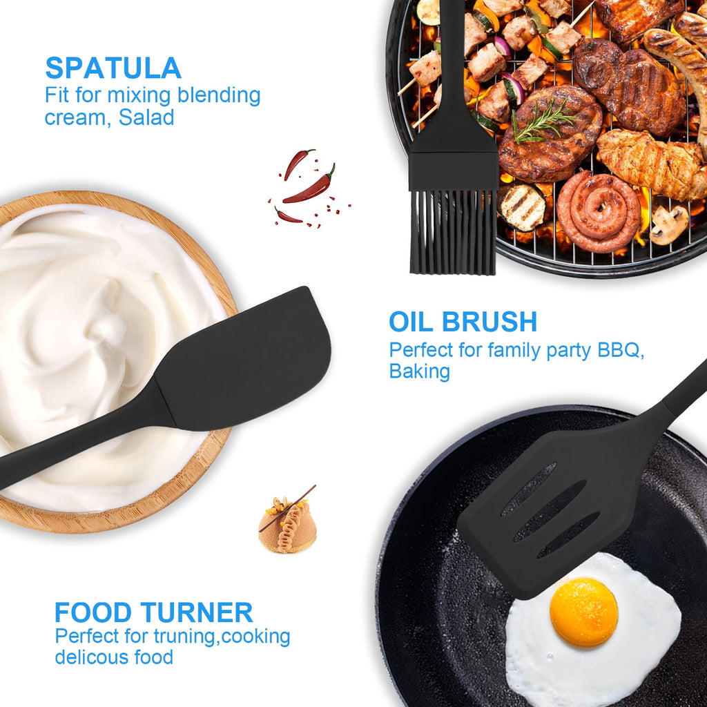 Silicone Cooking Utensils Sets,AILKIN 5-Piece Kitchen Utensil Set 600F Heat Resistant Non-stick Rubber Cookware Kitchen Silicone Cooking Ute - Image 6