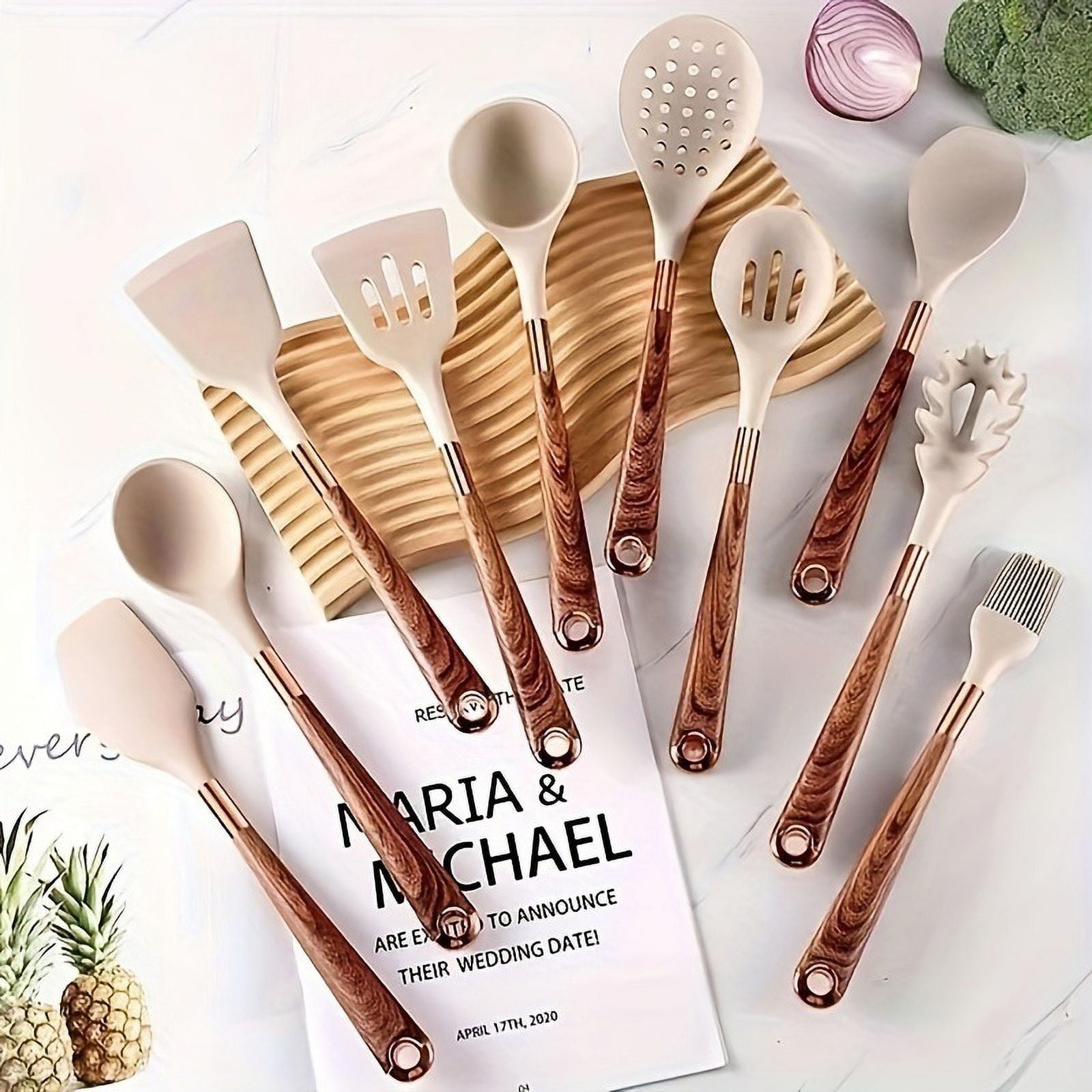 10-Piece Premium Non-Stick Silicone Kitchen Utensil Set - Tool & Gadget Sets for Effortless Cooking - Easy to Clean, Modern Cookware, Heat R - Image 5