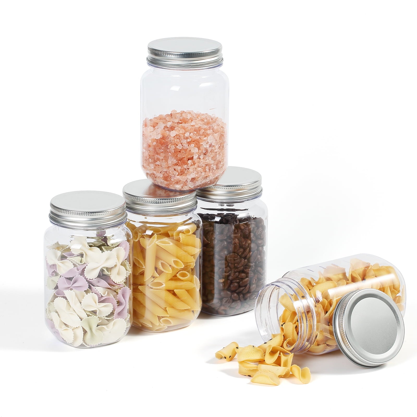 16 oz Airtight Jars with Silver Lids Plastic Food Storage Canister Clear Kitchen Jar Containers for Candy, Cookie, Ri... - Image 6