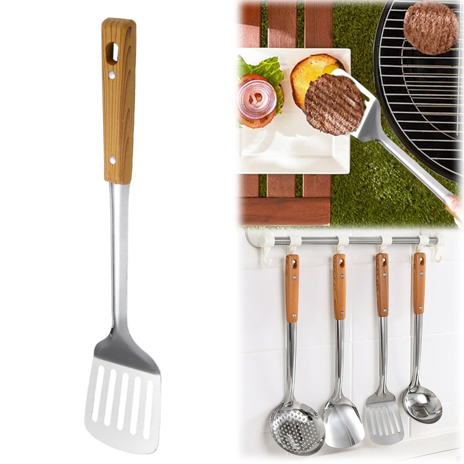 Dienrx Choose 1 of 8 Stainless Steel Kitchen Utensils Set - Professional-grade cooking tools, for home cooks and restaurant use - frying spa - Image 2