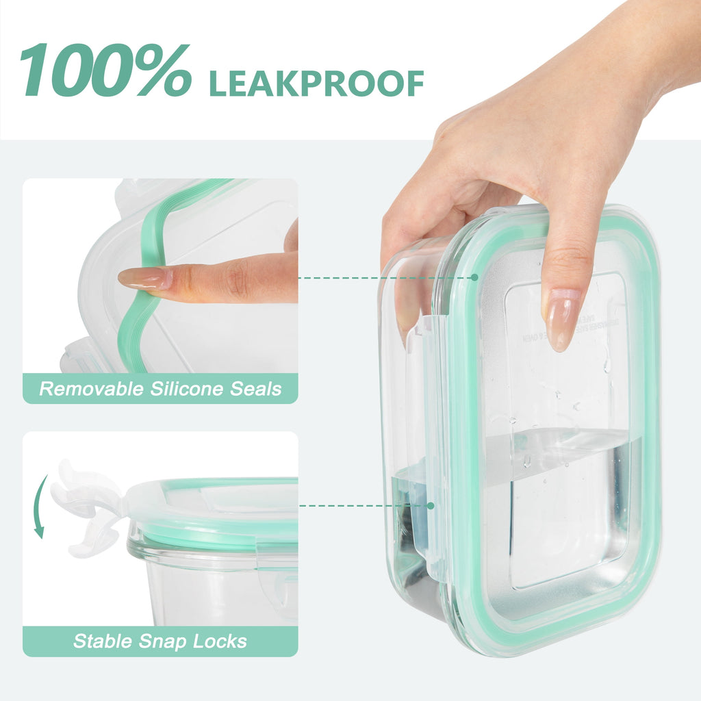 8 Pack Glass Meal Prep Containers, Food Storage Containers with Lids, Glass Lunch Boxes, Airtight Bento Boxes, for Mi... - Image 6