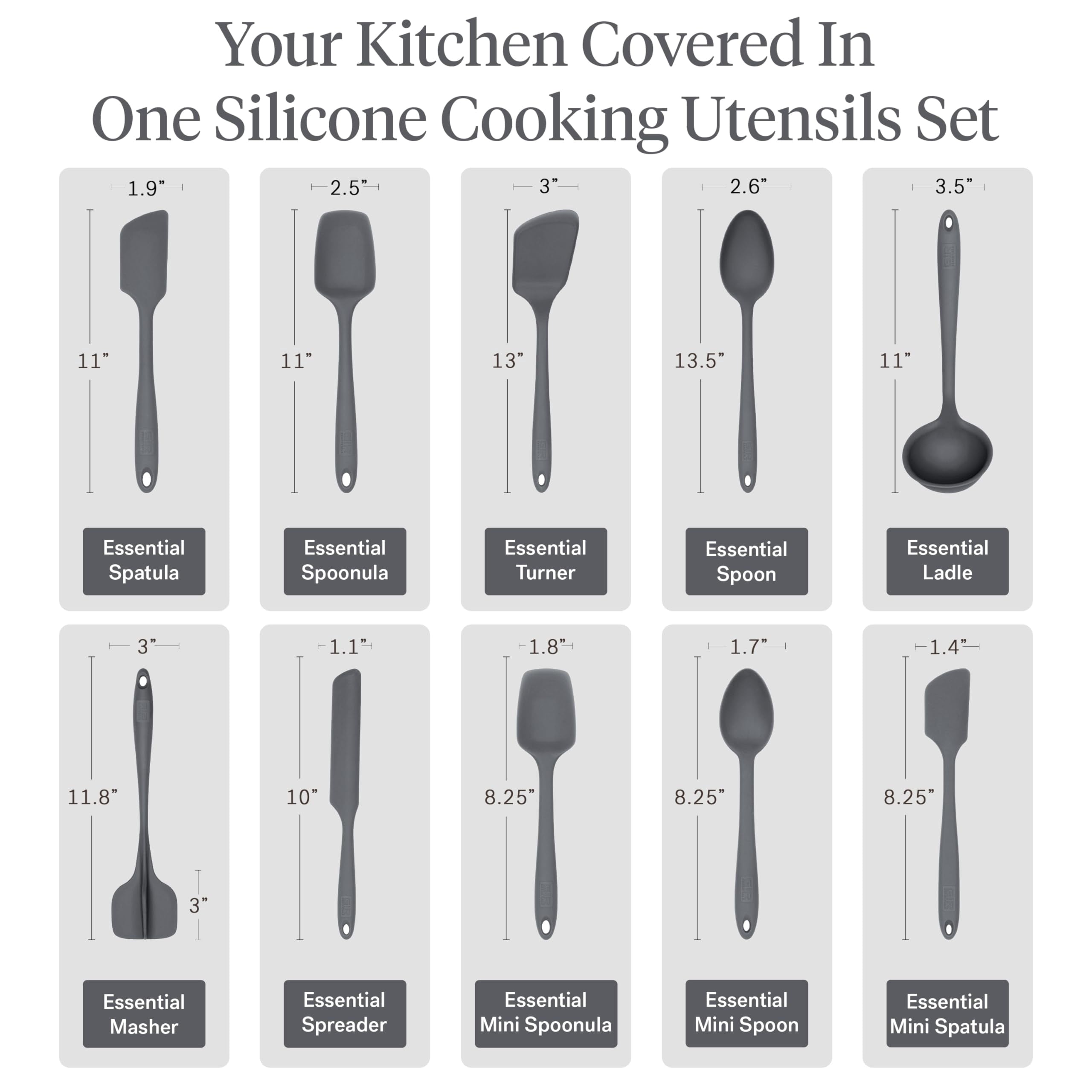10 Piece Essentials Silicone Cooking Utensils Set Nonstick Heat Resistant Kchen Utensils Set for Cooking and Baking, ... - Image 4