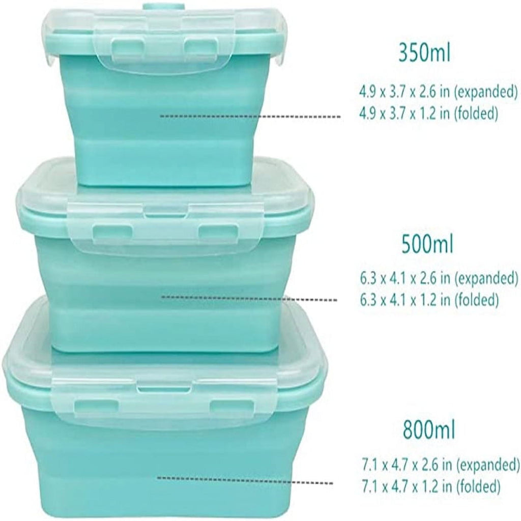 Happon Collapsible Silicone Food Storage Container Set of 3 with Lids Stackable - Space Saving Microwaveable Freezer, Dishwasher Safe Collap - Image 5