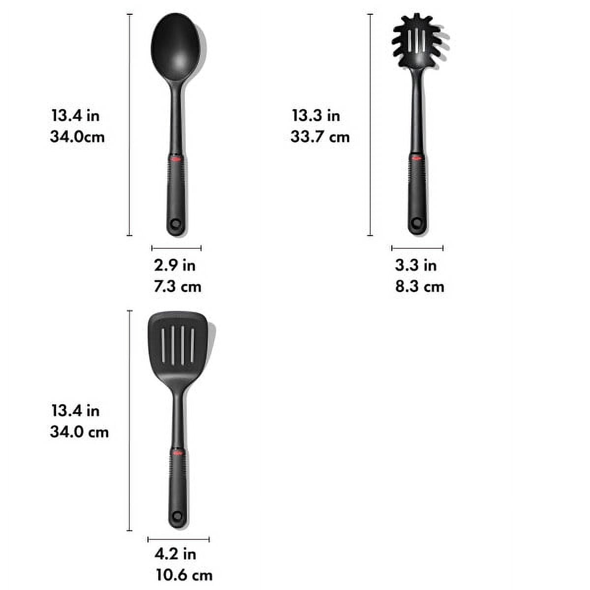 3-Piece Nylon Utensil Set, Black Spoon, Spaghetti Server & Slotted Turner - Image 6