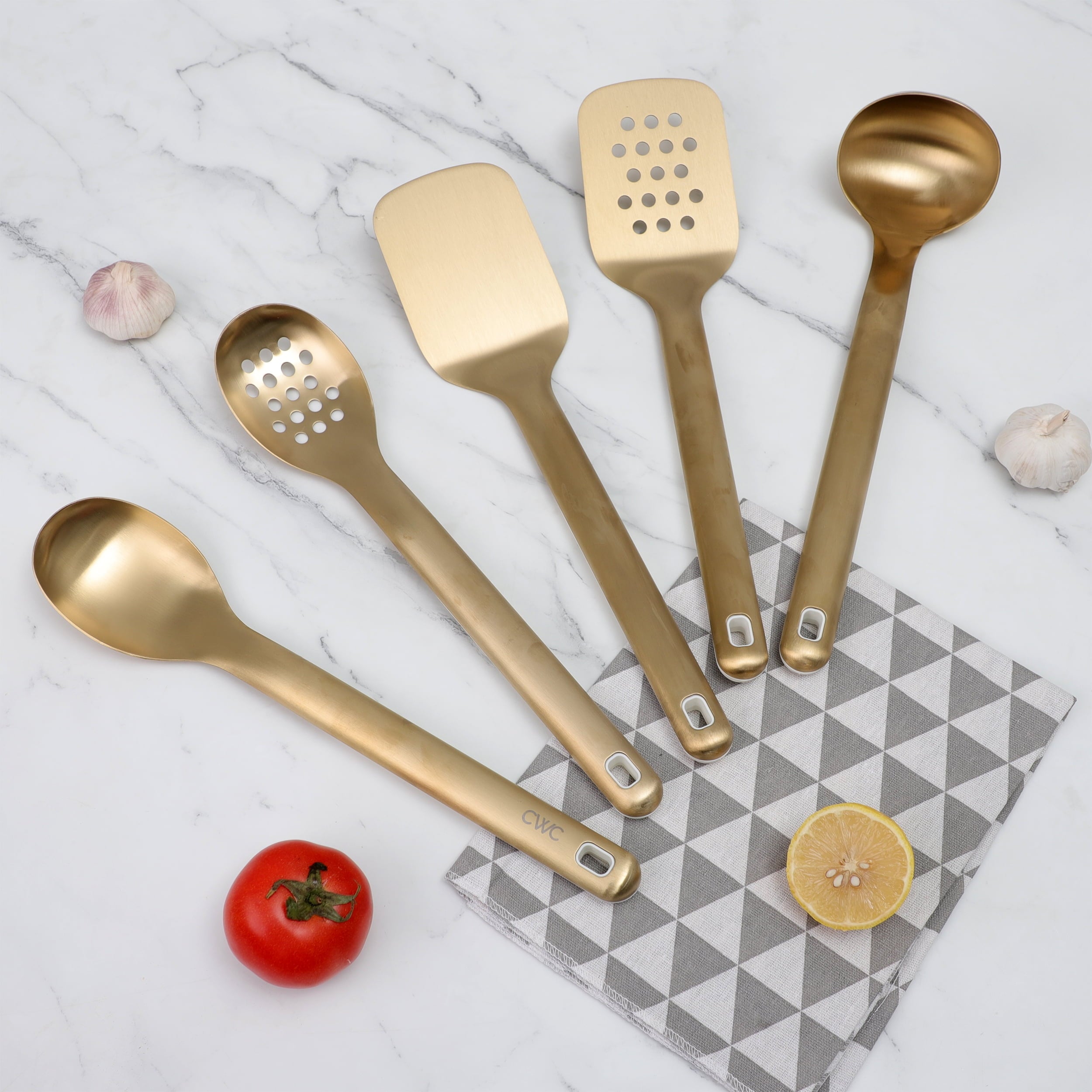 Cook with Color 5-Piece Stainless Steel Utensil Set  Gold, Durable & Stylish Kitchen Tools - Image 3