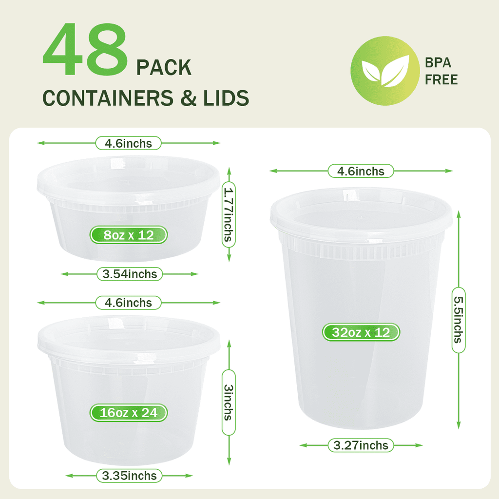 with Lids 48 Sets, Food Storage with Lids, Soup for Restaurant, Stackable Plastic , Meal Prep , Leakproof, Freezer/Di... - Image 2