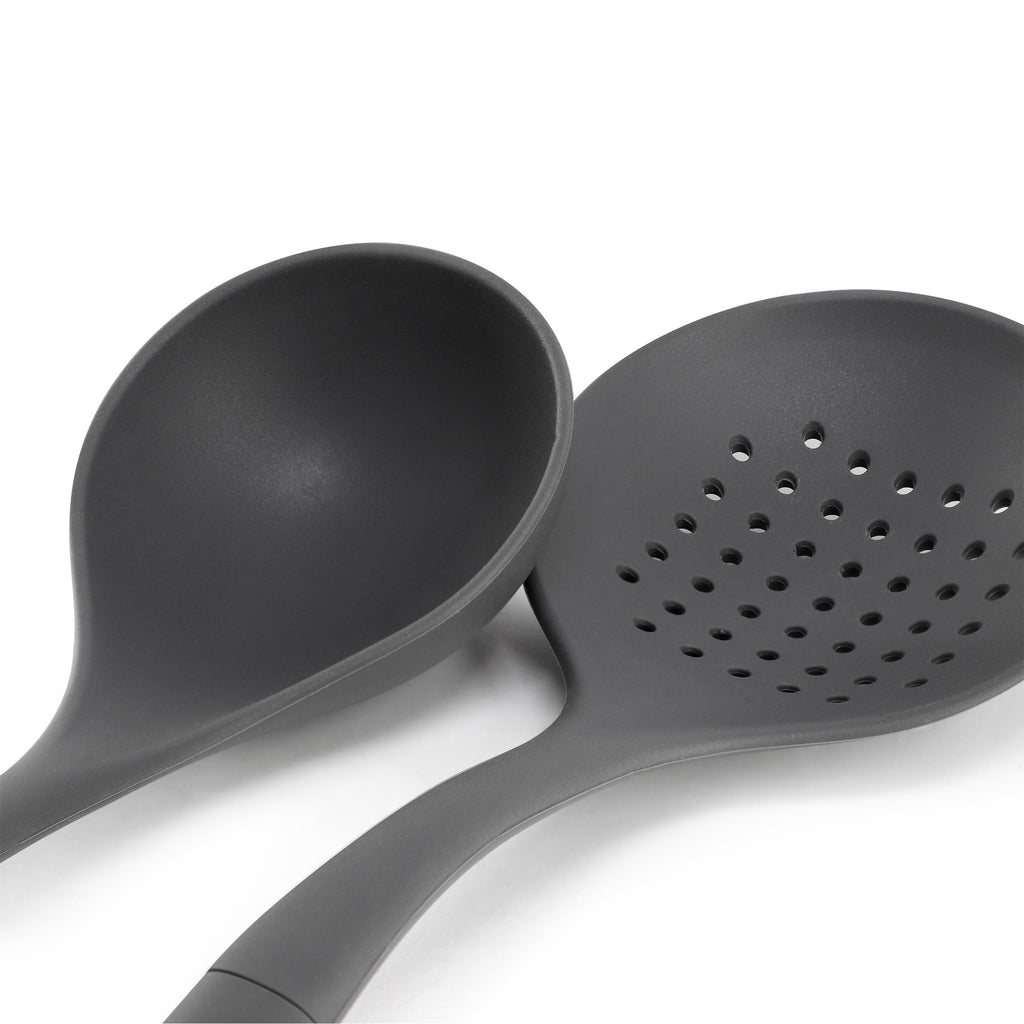 Oster Ridgecrest 2 Piece Silicone Kitchen Tool Skimmer and Ladle Set in Gray - Image 3