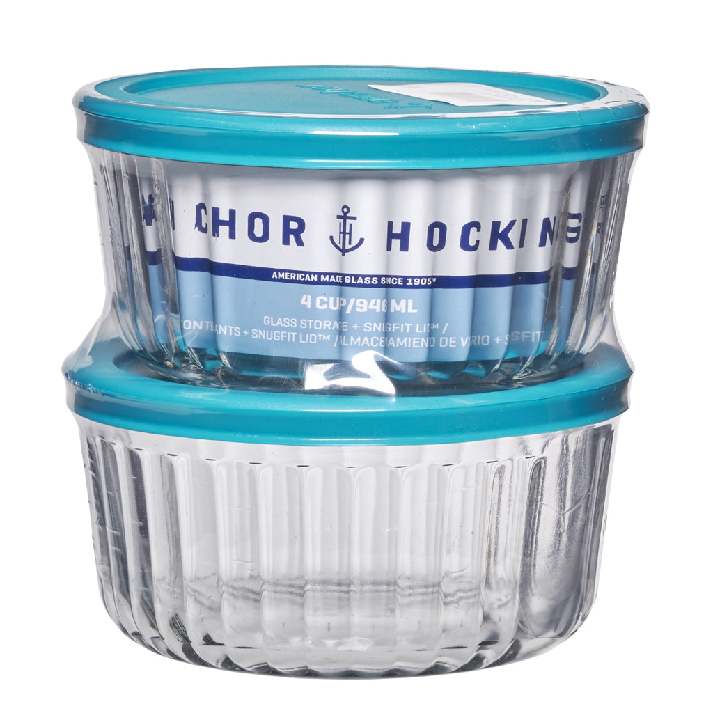 Glass Food Storage Container with Lids, 4 Cup Round, Set of 2 - Image 2