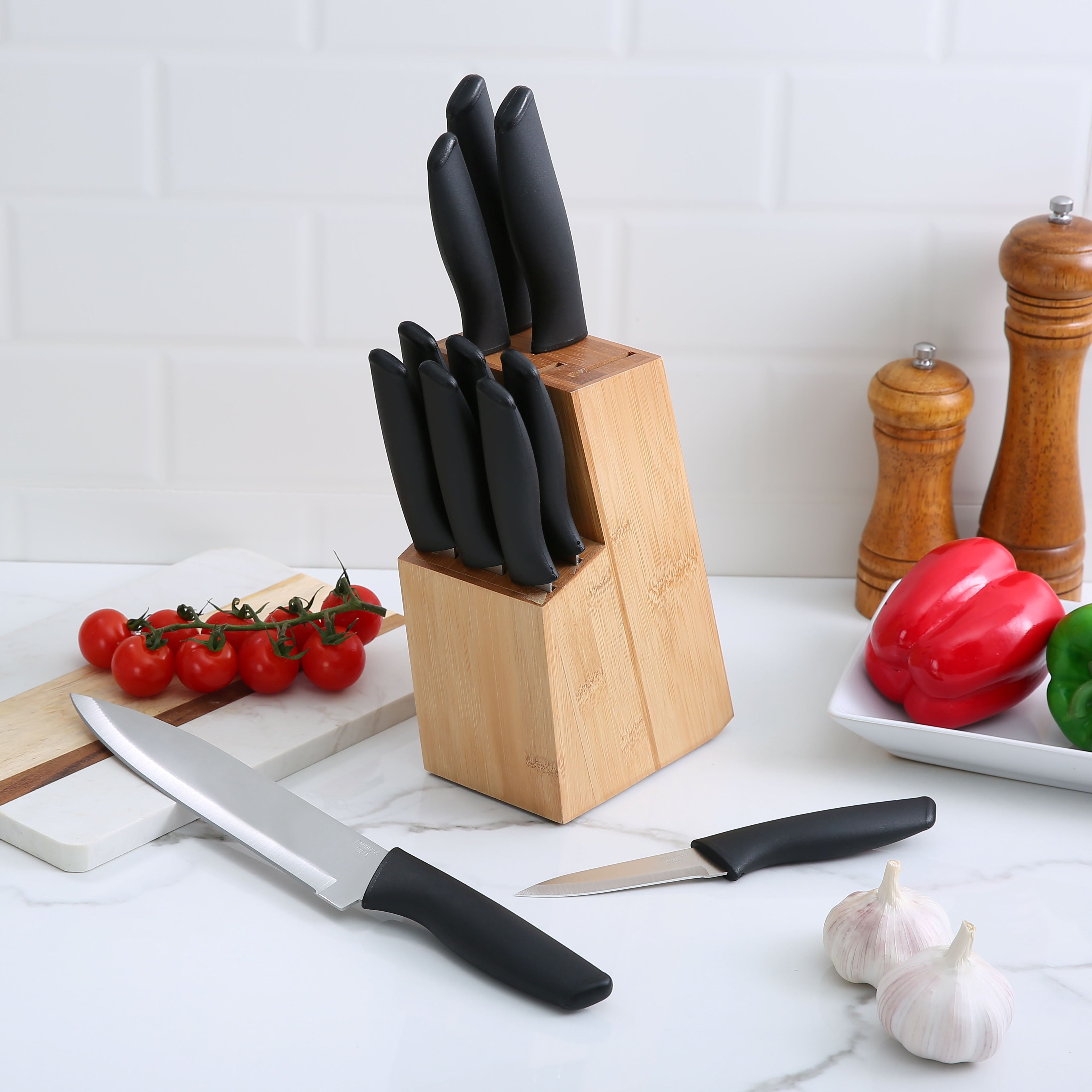 12 Piece Cutlery Set with Soft Grip Handles and Bamboo Storage Block - Image 3