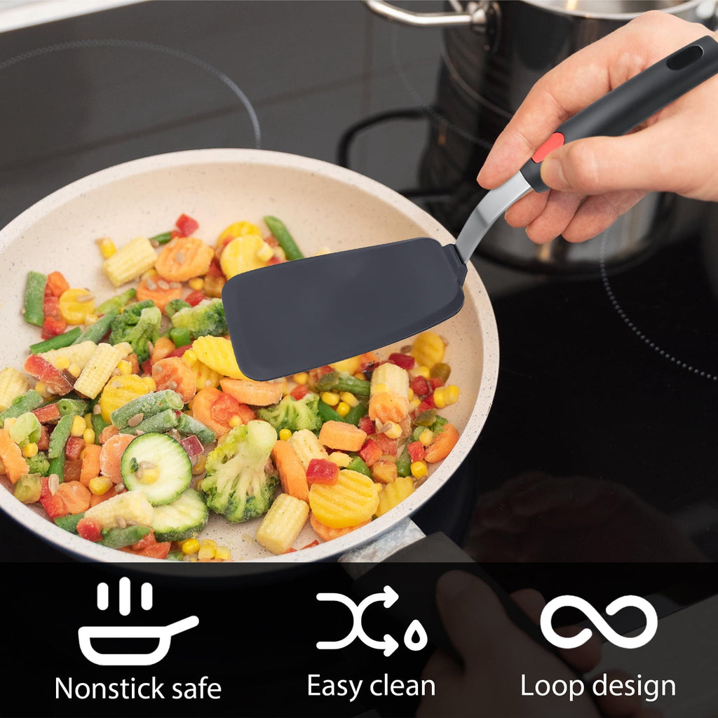 4-Pack Resistant Silicone Spatula Set - Safe Nonstick Kitchen Utensils for Cooking, Free Rubber Turner for Eggs, Panc... - Image 3