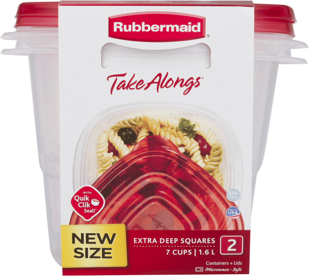 (2 pack) Rubbermaid TakeAlongs 7.0-Cup Extra Deep Square Food Storage Containers, Ruby Red, 2 pack - Image 5