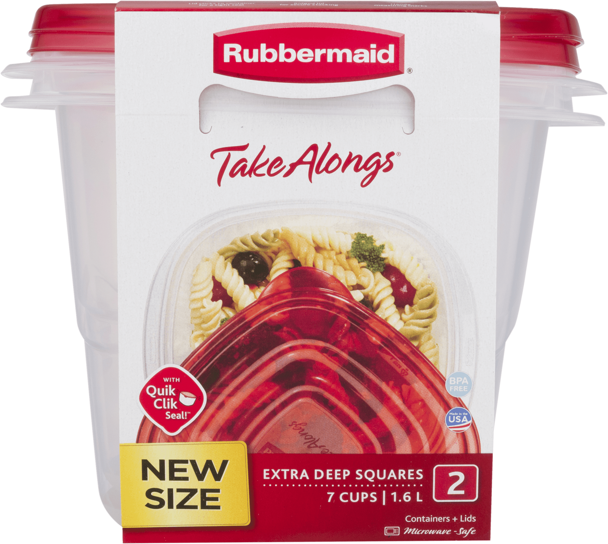 (2 pack) Rubbermaid TakeAlongs 7.0-Cup Extra Deep Square Food Storage Containers, Ruby Red, 2 pack - Image 5