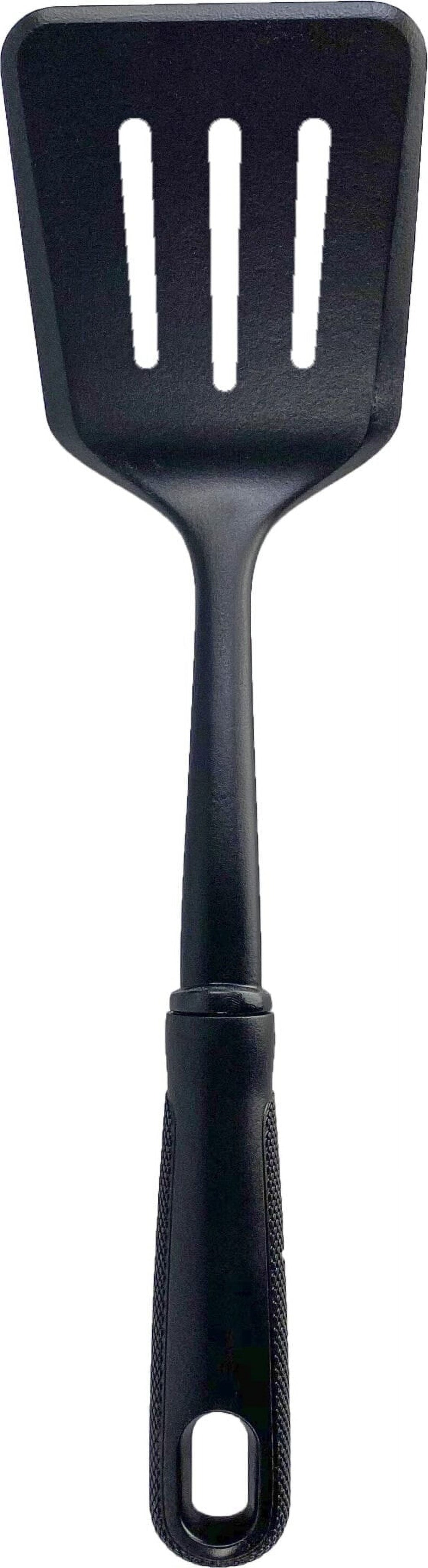 (8 pack) Nylon Slotted Kitchen Turner with Soft Grip Handle, Black - Image 2