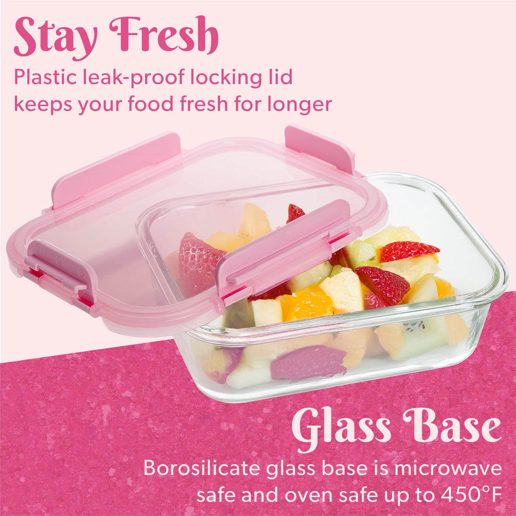 2-Piece Glass Food Storage Containers with Lids for Meal Prep, Microwave & Dishwasher Safe, Leak-Proof, 4.3 Cup Capac... - Image 2