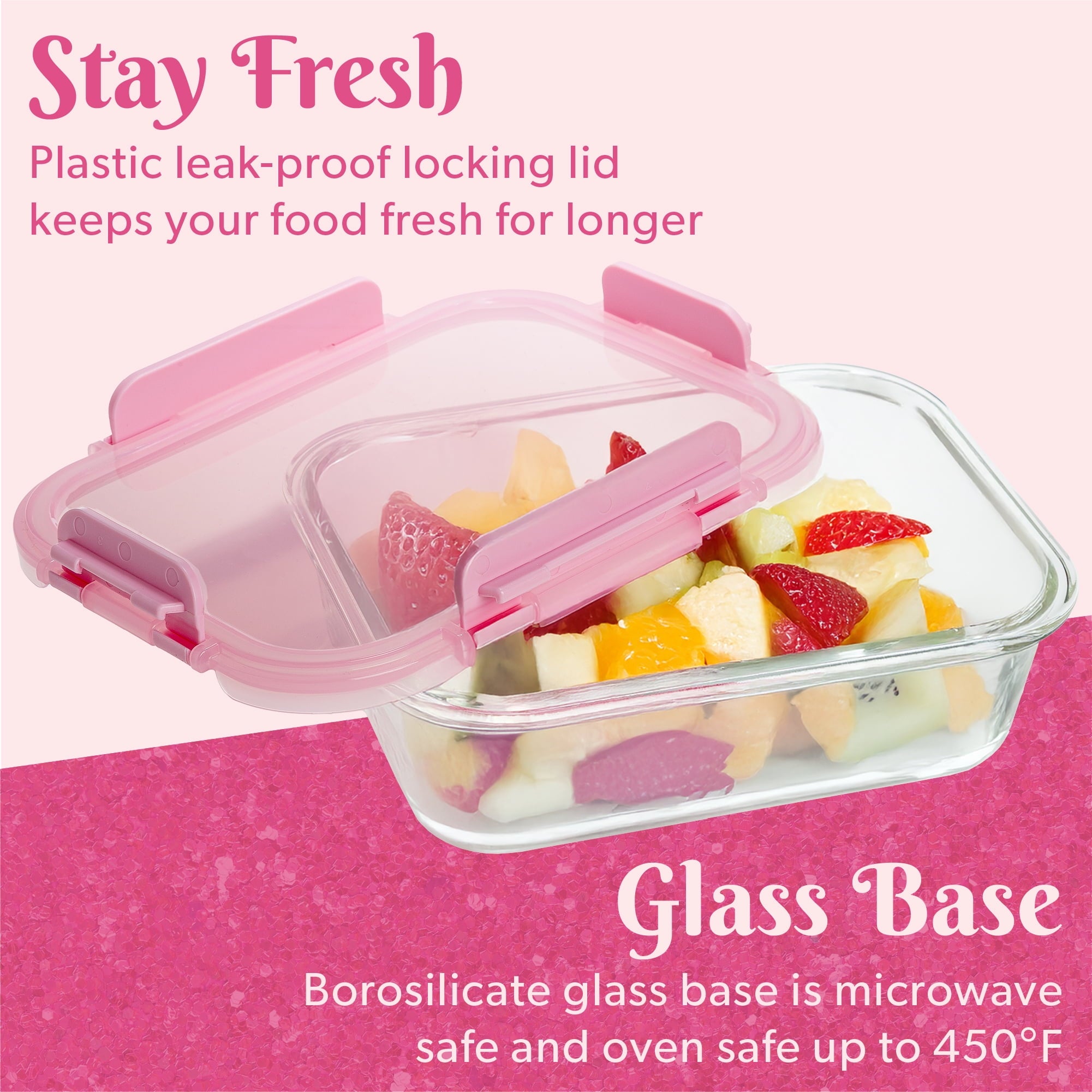 2-Piece Glass Food Storage Containers with Lids for Meal Prep, Microwave & Dishwasher Safe, Leak-Proof, 4.3 Cup Capac... - Image 2