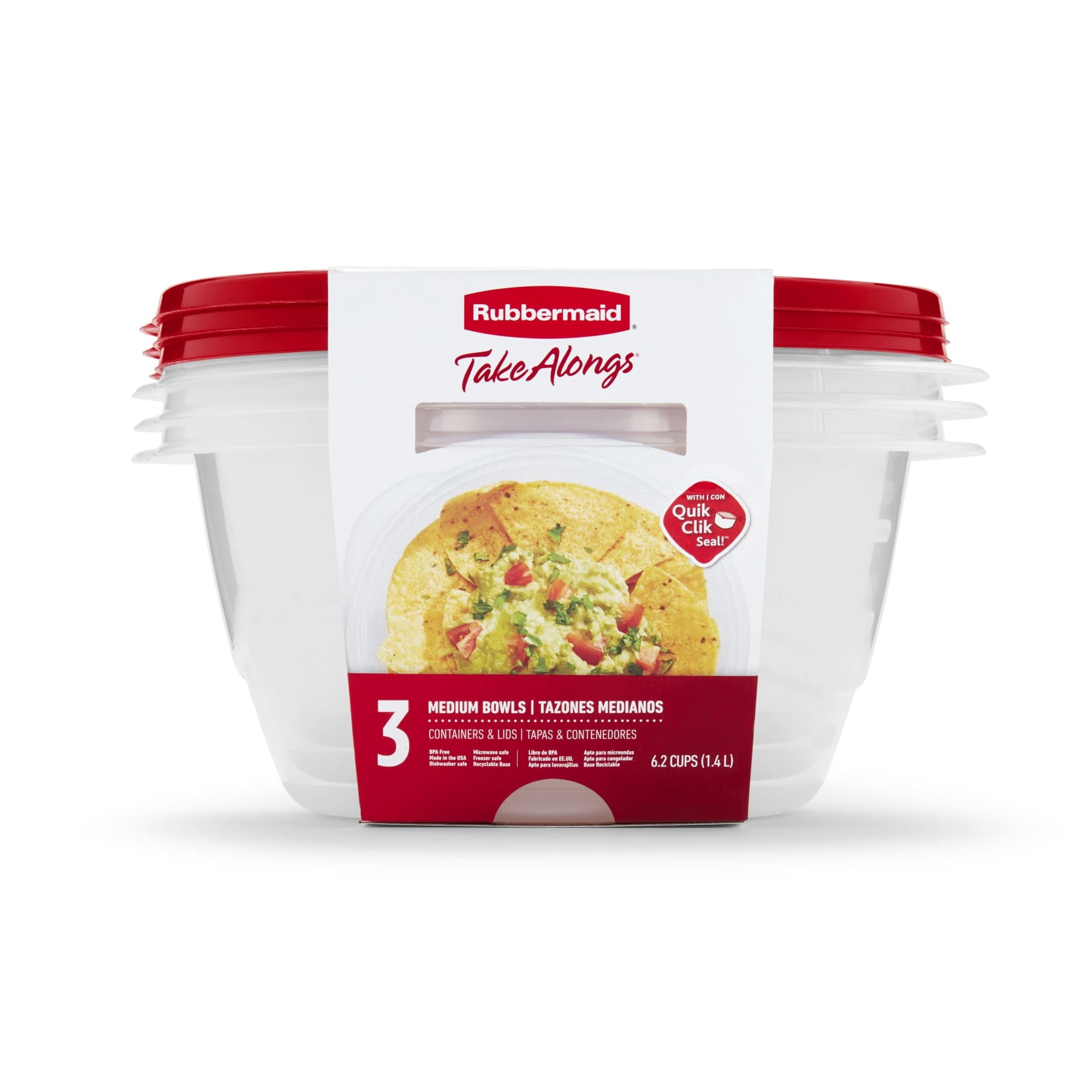 6.2-cup Round Food Storage Containers, Ruby Red, 3 pack - Image 2
