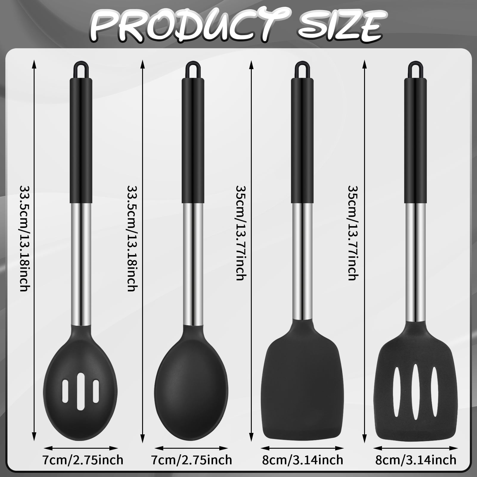 sixwipe Silicone Cooking Spatulas and Spoons, 4 Pack Heat Resistant Silicone Cooking Utensils Set, Non-stick Large Kitchen Silicone Spatula - Image 2