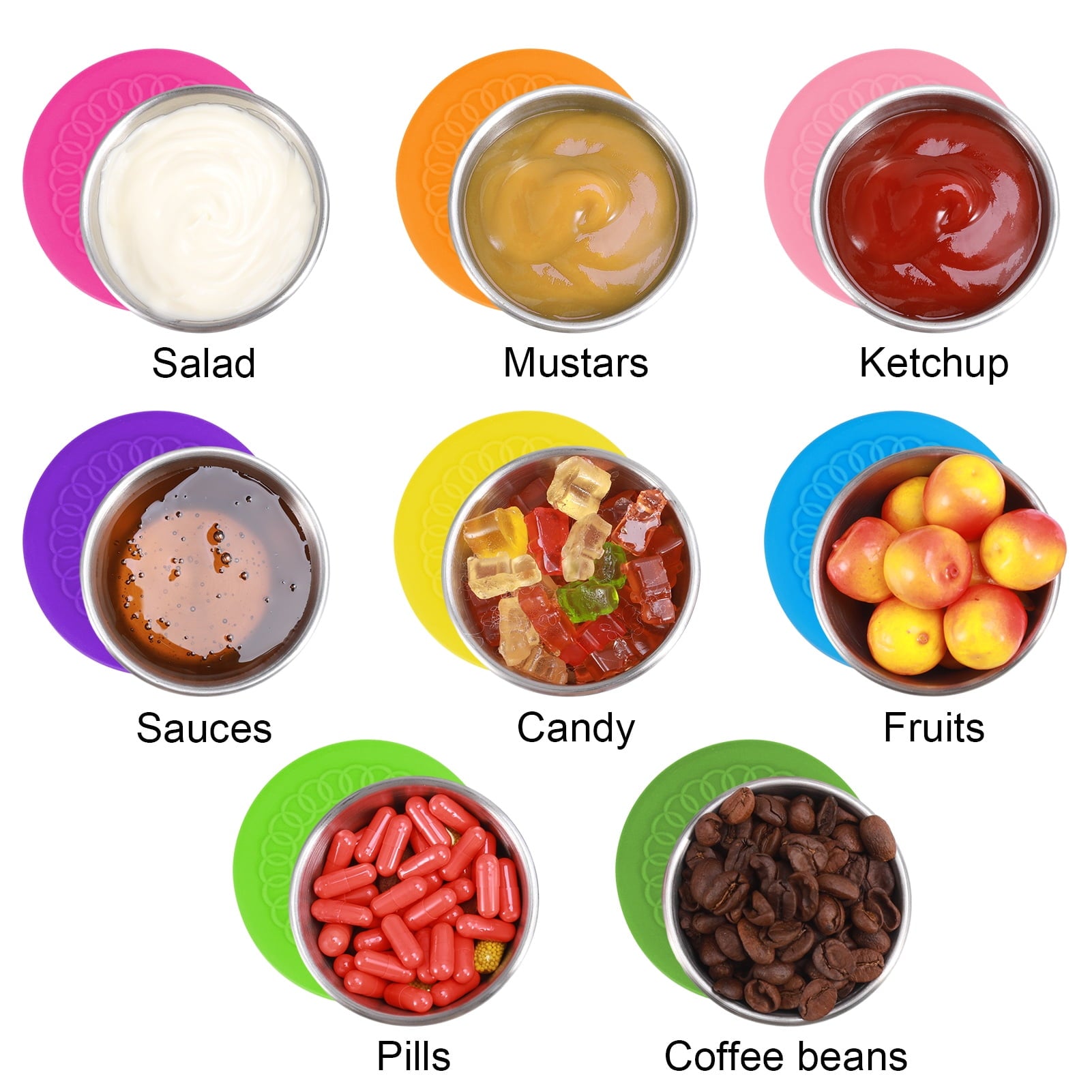Bocaoying 8 Pack Salad Dressing Container To Go, 2.4 oz/70ml Reusable Small Condiment Containers with Lids, Leakproof Silicone Lids Stainles - Image 3
