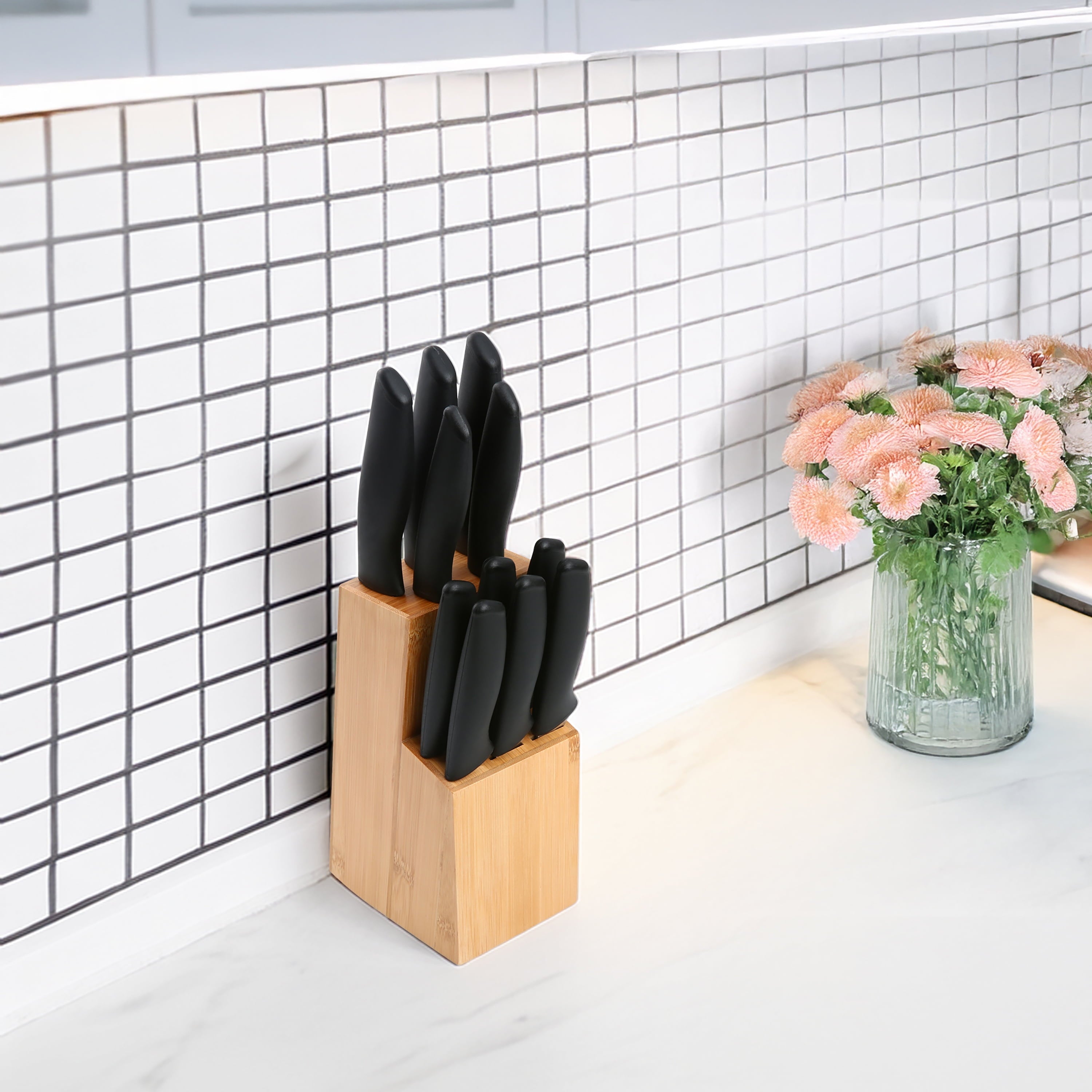 12 Piece Cutlery Set with Soft Grip Handles and Bamboo Storage Block - Image 2