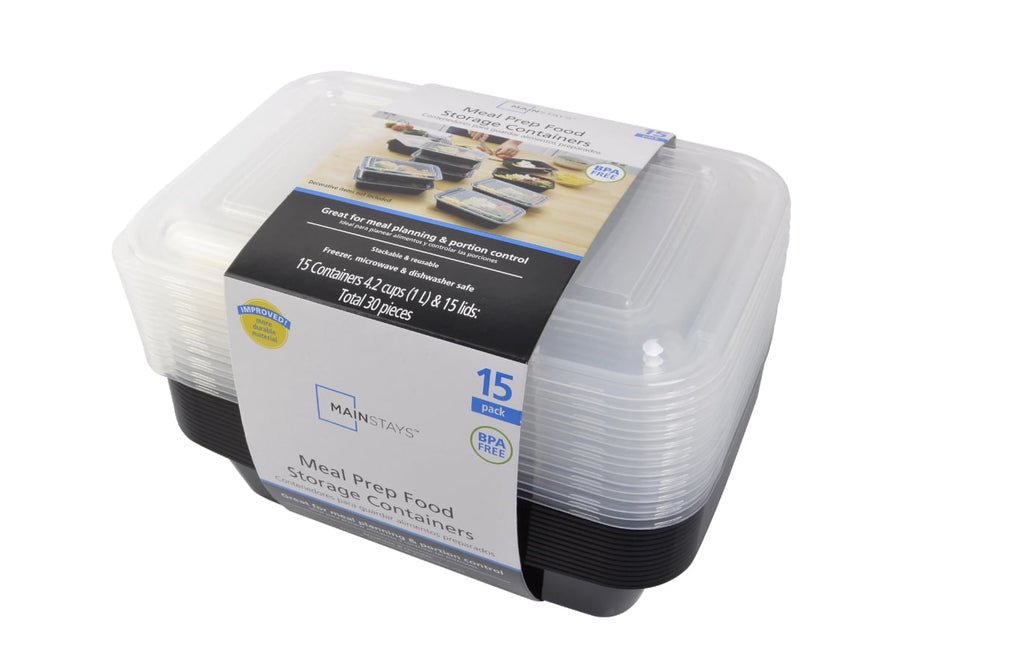 Mainstays 15-Pack Meal Prep Containers with Lids, BPA-Free, Leak-Resistant, Microwave and Dishwasher Safe, Stackable, Reusable Food Storage - Image 6