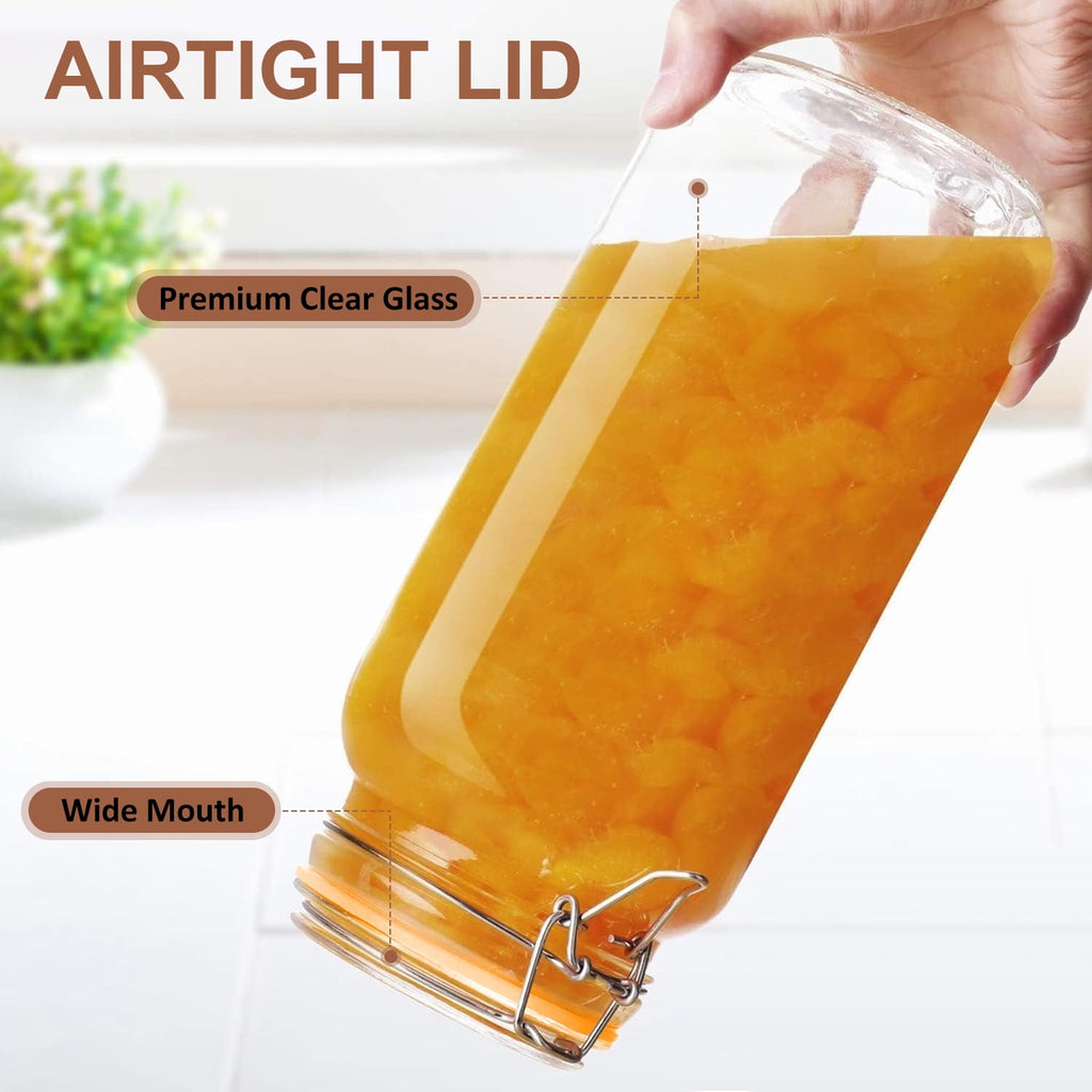 78oz Glass Jars with Airtight Lid : 3 Pack Large Food Storage Container with Labels, Clear Canister for Flour, Sugar,... - Image 2