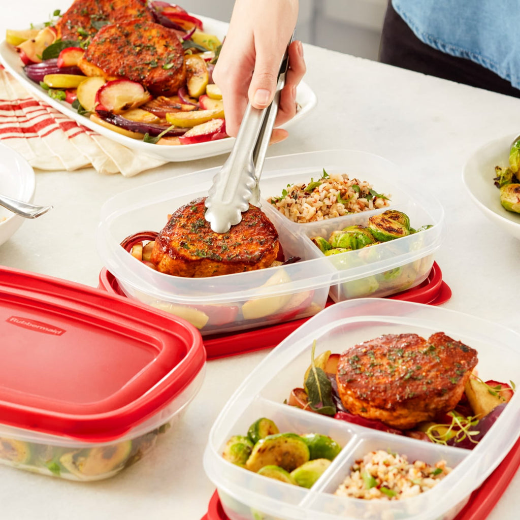 Lids 5 Pack Meal Prep Containers with 3 Compartments, Red, 5.1 Cups - Image 6