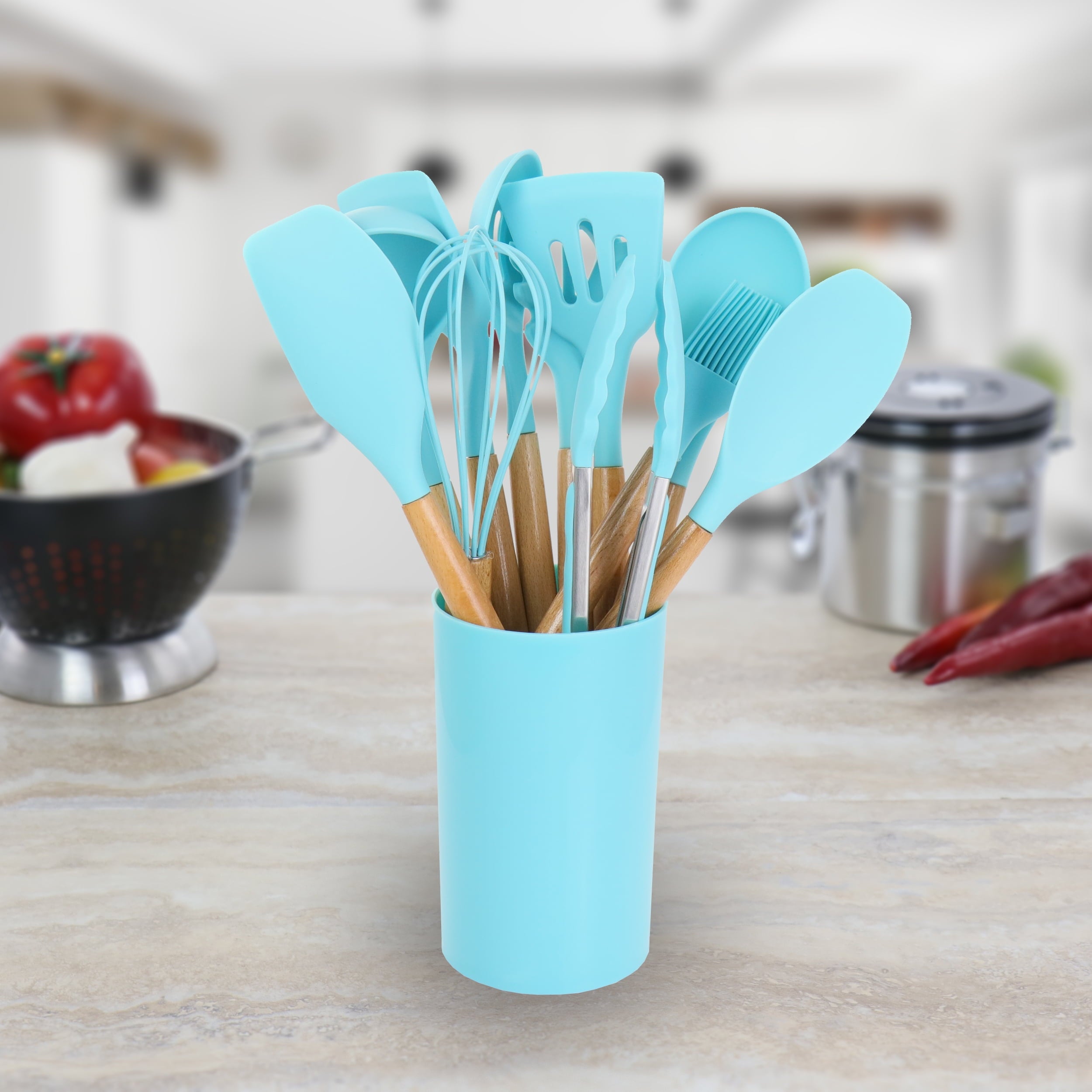 12 Piece Silicone and Wood Cooking Utensils - Image 4
