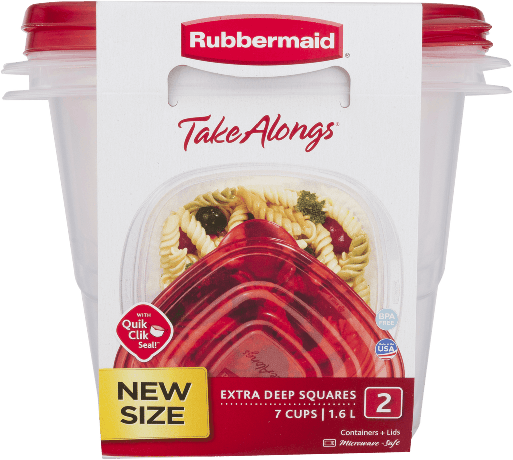 (2 pack) Rubbermaid TakeAlongs 7.0-Cup Extra Deep Square Food Storage Containers, Ruby Red, 2 pack - Image 6