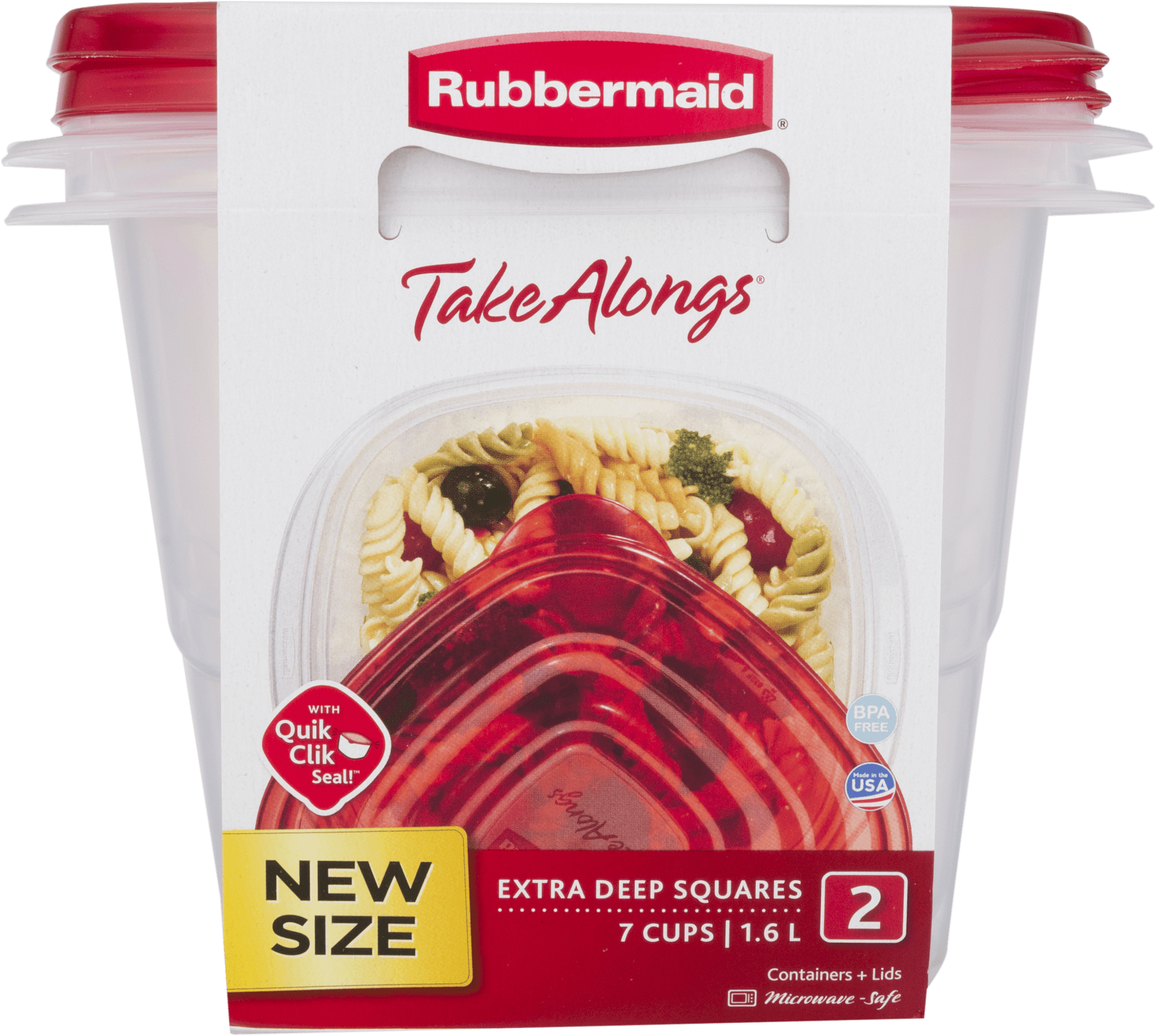 (2 pack) Rubbermaid TakeAlongs 7.0-Cup Extra Deep Square Food Storage Containers, Ruby Red, 2 pack - Image 6