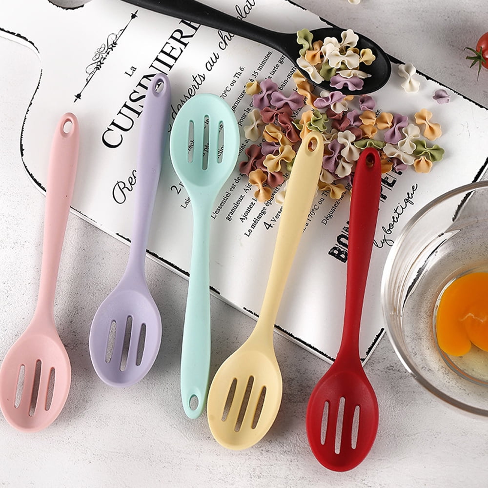 Silicone Mini Kitchen Utensils set of 2 Small kitchen tools Nonstick Cookware with Hanging Hole, Black+Black - Image 3