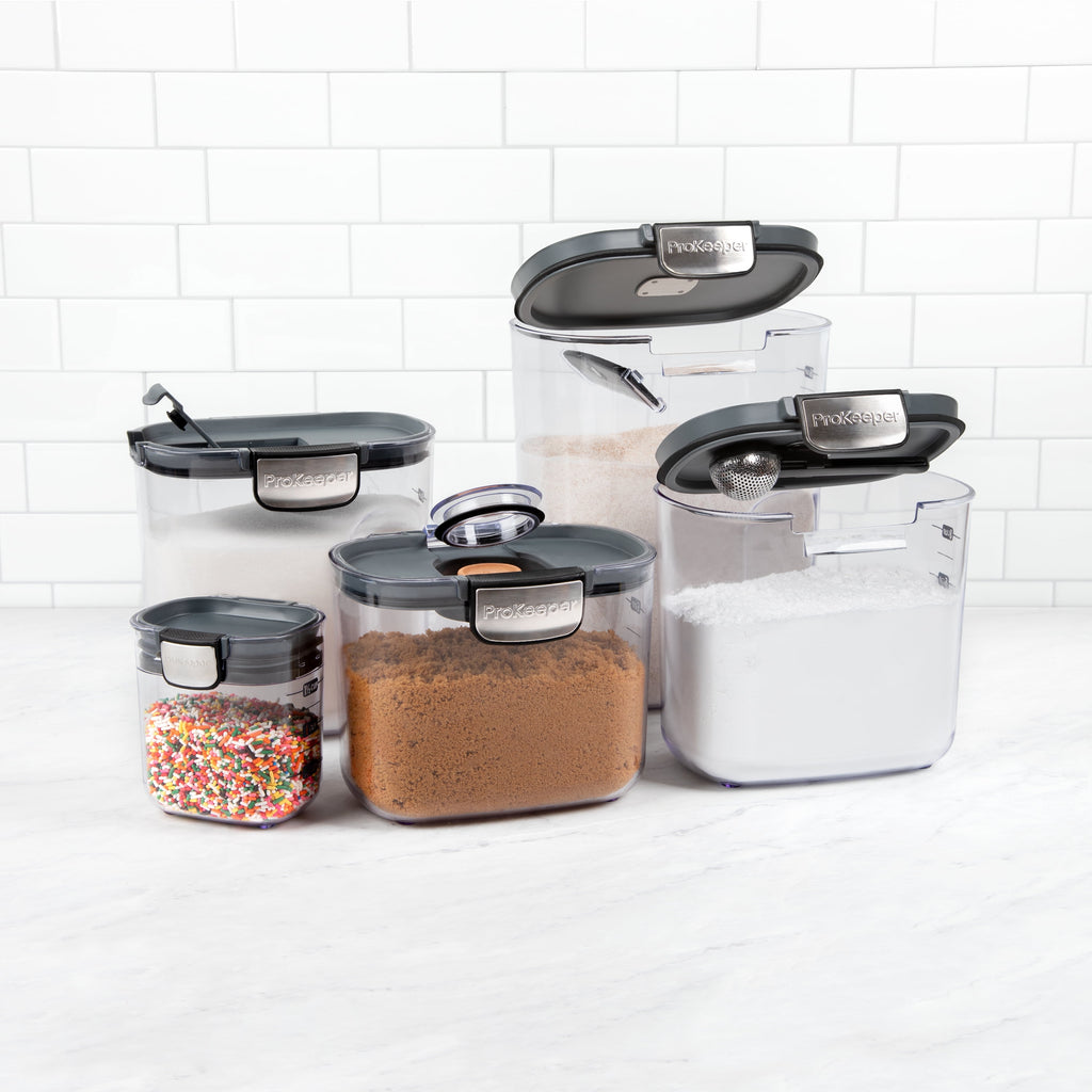 9 Piece Clear Baker's Food Storage Container Set with Accessories, Grey - Image 5