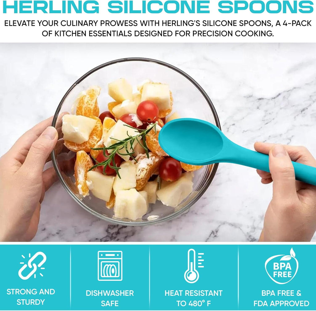 4-Piece Large Silicone Mixing Spoon Set 12" Heat-Resistant, Non-Stick Cooking & Baking Utensils - Image 6