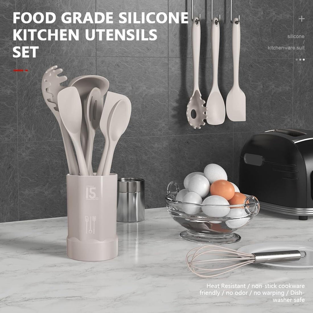 Silicone Cooking Utensils Set - Heat Resistant Kitchen Utensils,Spatula Sets,Turner Tongs,Spoon,Kitchen Utensil Gadge... - Image 2