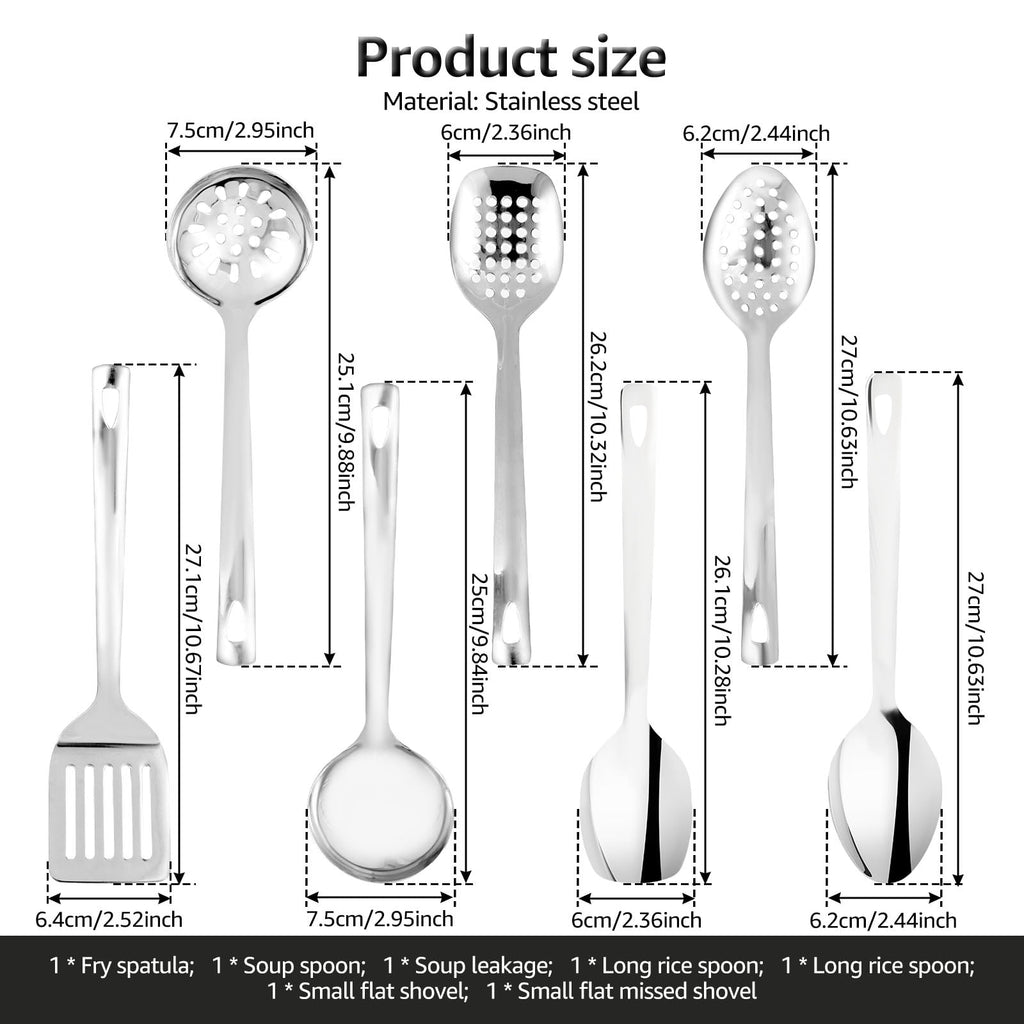 7Pcs Kitchen Cooking Utensils Set, Stainless Steel Kitchen Utensils Set, Kitchen Tools Spatulas Set, Home Essentials ... - Image 2