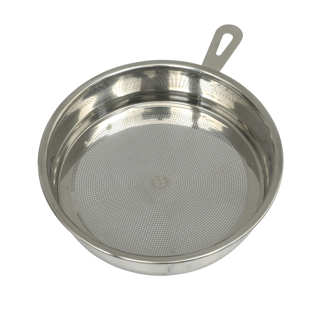 Enamel-on-Steel Grease Strainer with Lid, Linen Speckle - Image 4