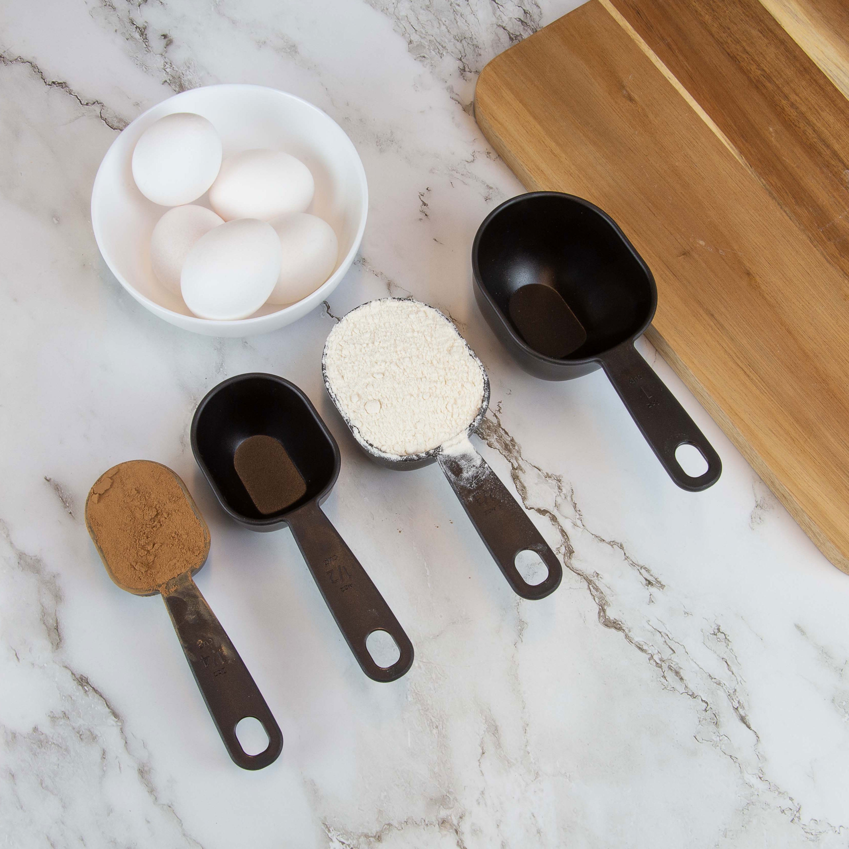 (3 pack) Mainstays 8-Piece Kitchen Measuring Cup & Spoon Set, Raised Measurements, Black, Polypropylene - Image 3