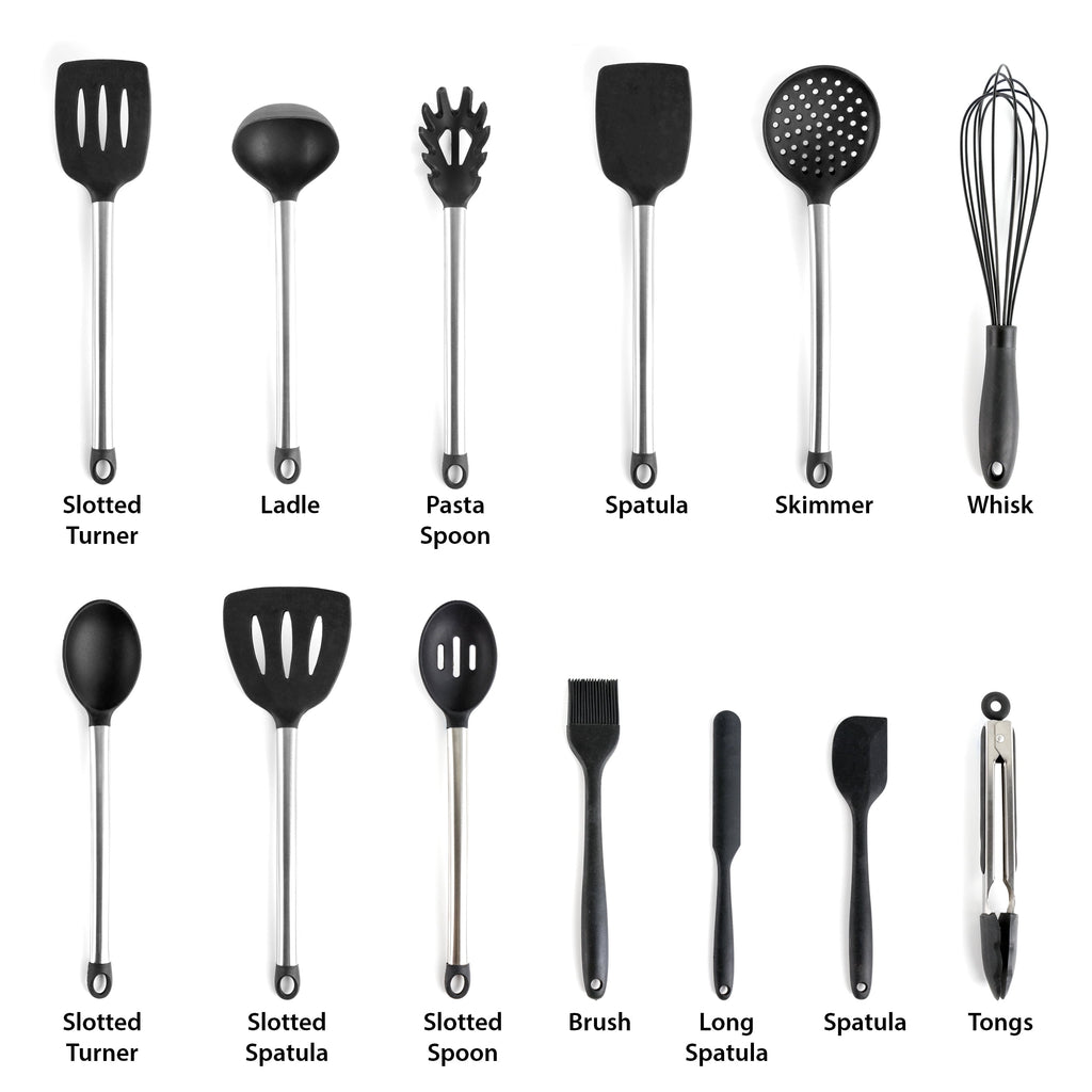 MegaChef Gray 14 Piece Silicone and Stainless Steel Cooking Utensils - Image 2