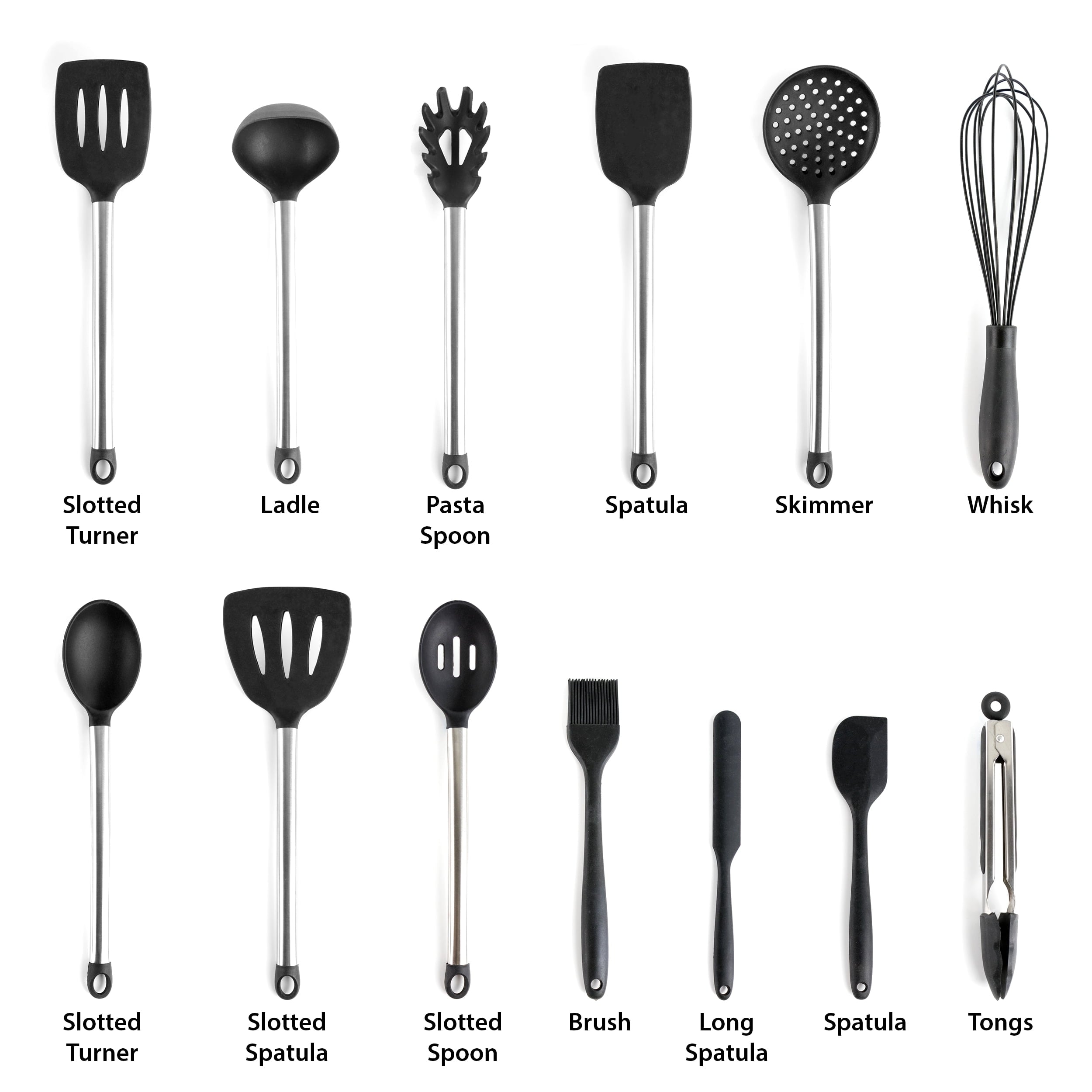 MegaChef Gray 14 Piece Silicone and Stainless Steel Cooking Utensils - Image 2