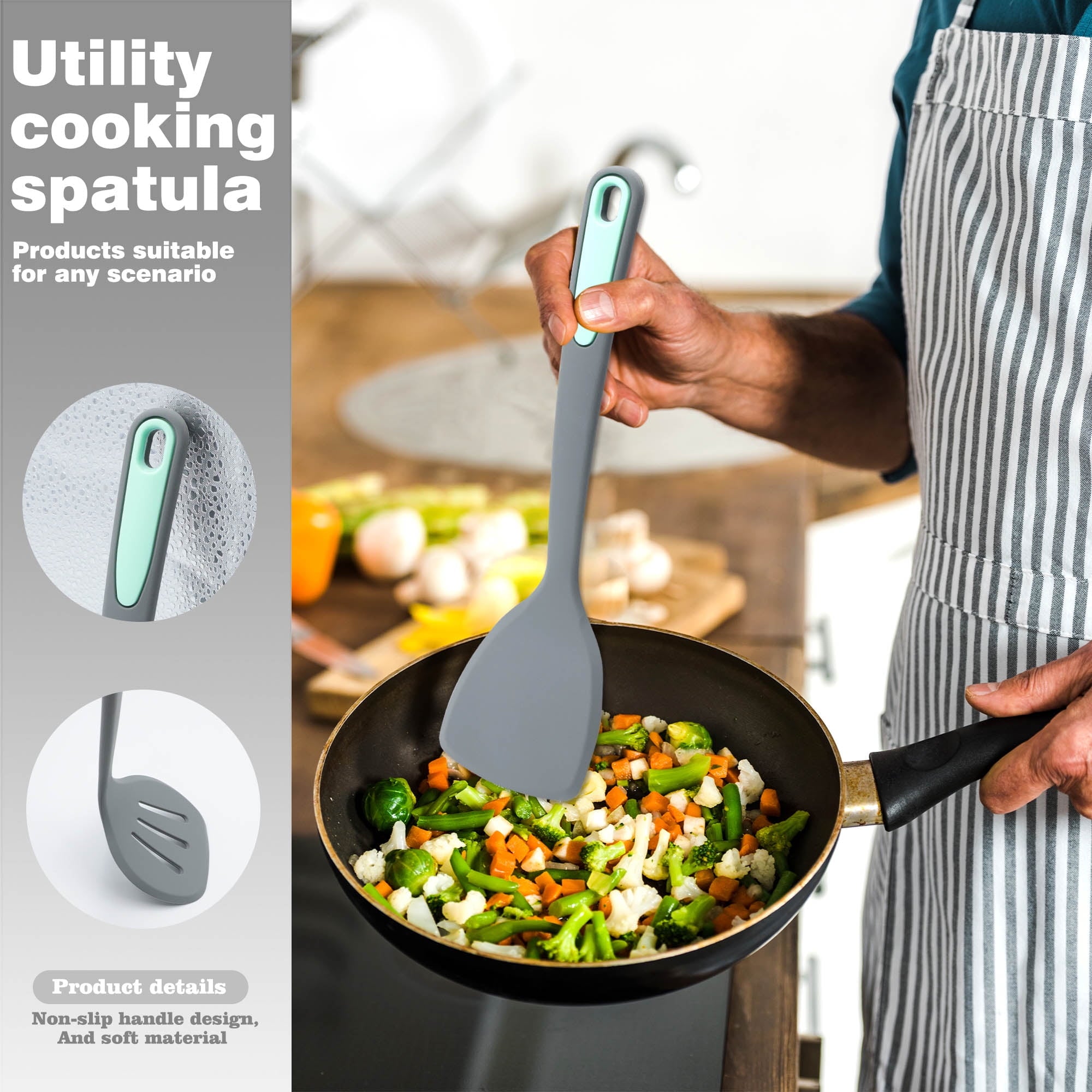 To encounter 5 Pieces Silicone Spatula Set, Non-Stick Silicone Turner Spatulas, Heat Resistance Cooking Utensils, Flip Turner for Fish, Egg, - Image 2