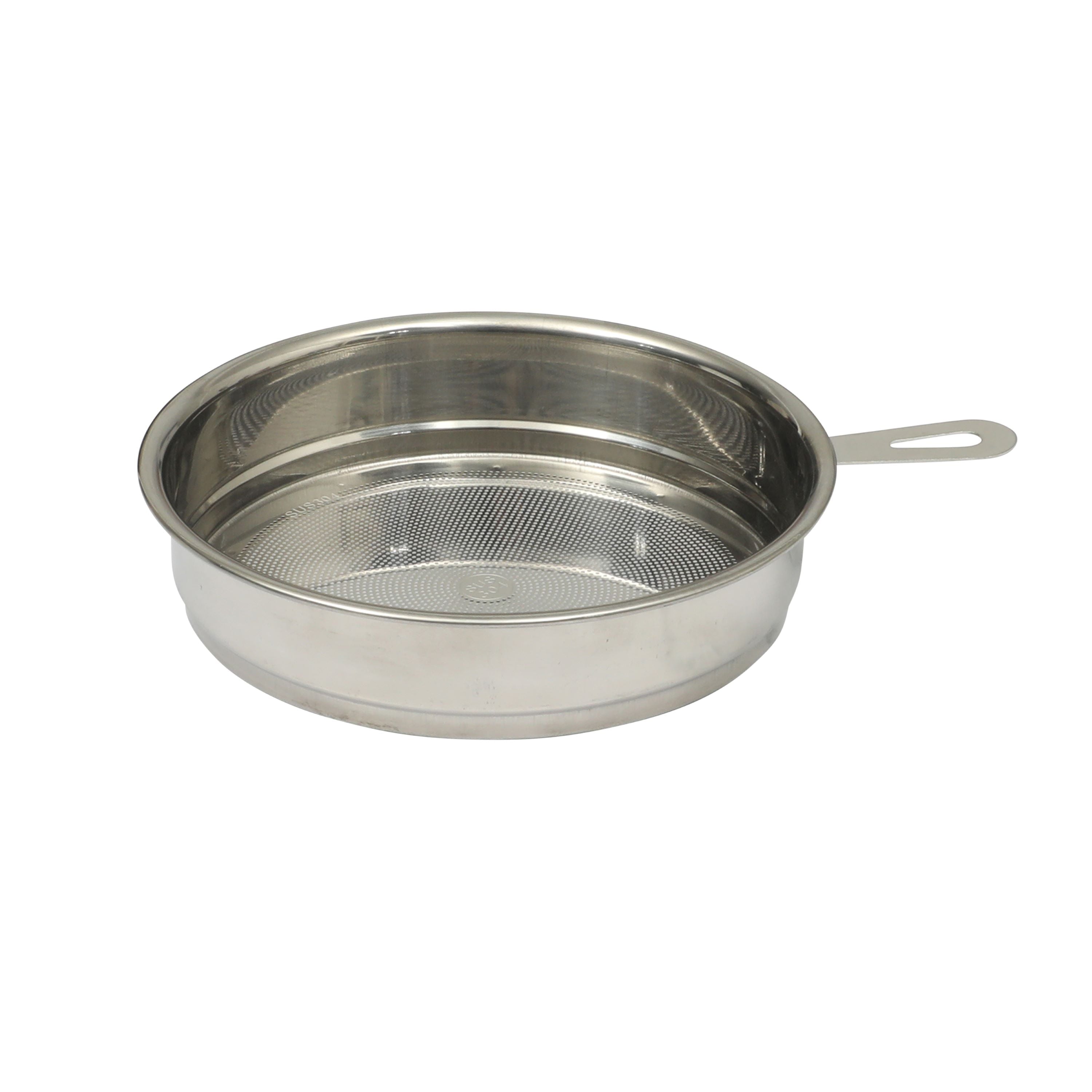 Enamel-on-Steel Grease Strainer with Lid, Linen Speckle - Image 3
