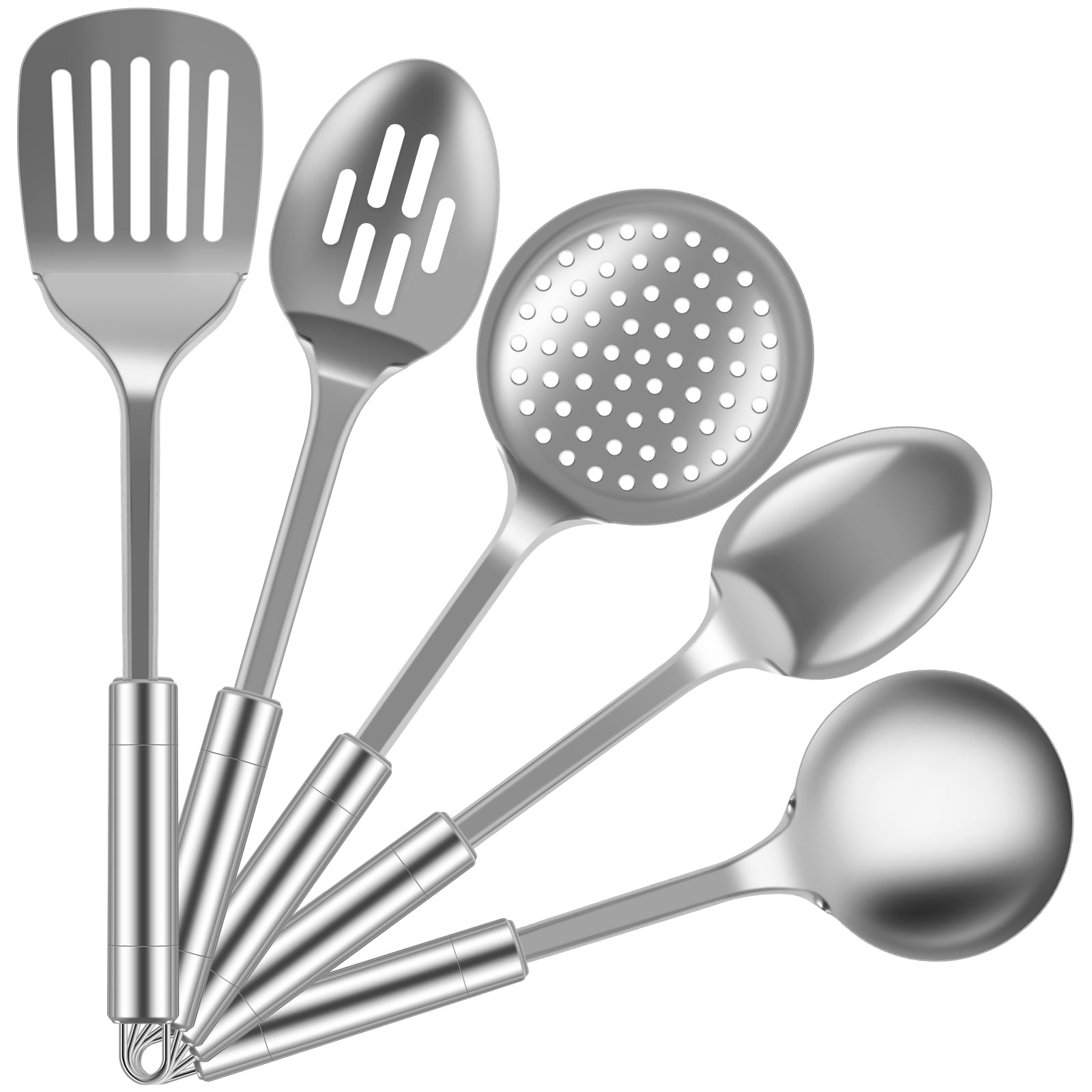 Ihvewuo cooking utensils sets 5pcs Metal Stainless Steel Utensil for Cooking Kitchen Cooking Utensils Set Kitchen Gadgets Tools Set Spoons S - Image 4