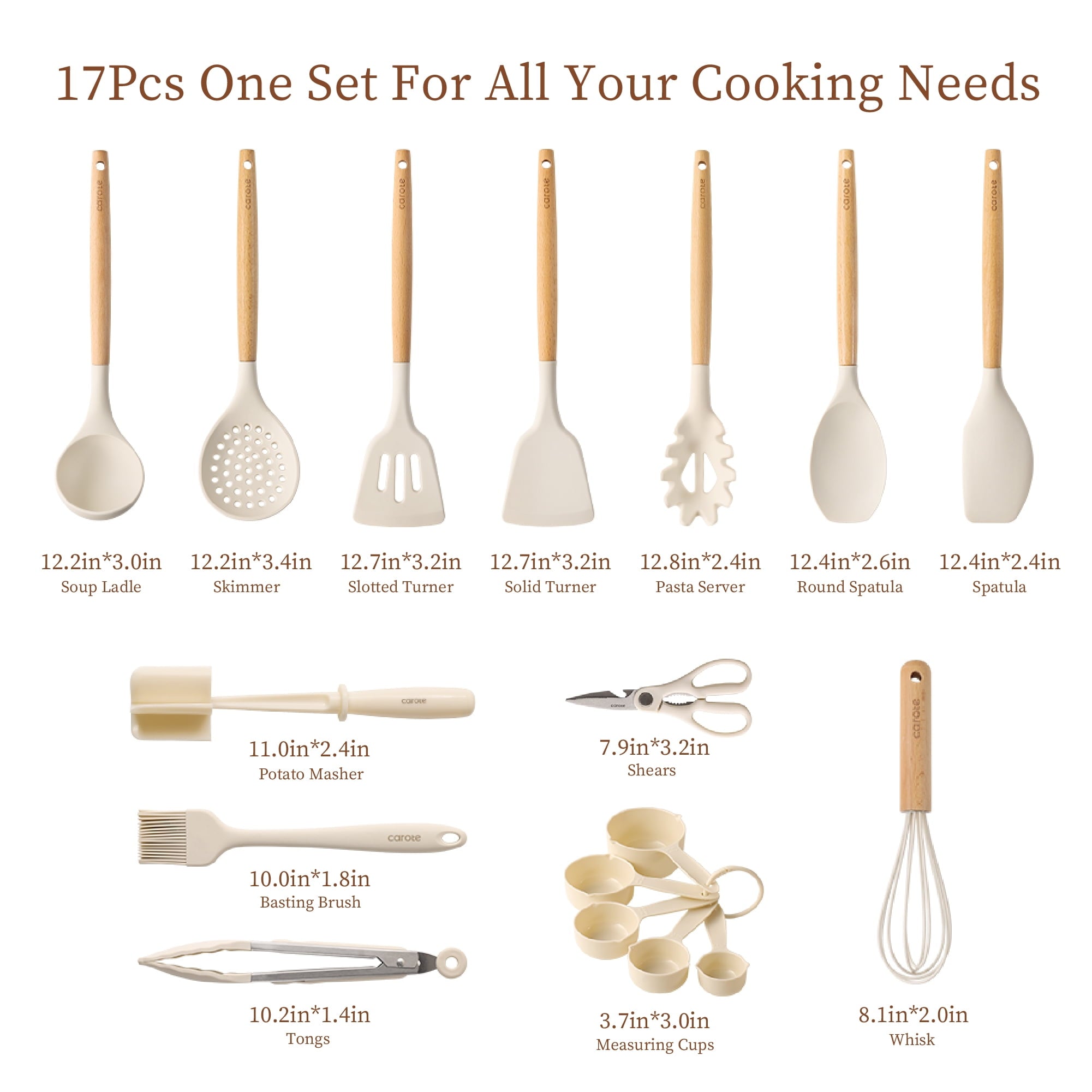 17-Piece Silicone and Wood Cooking Utensil Set, Heat-Resistant, Safe for Nonstick Cookware - Image 2